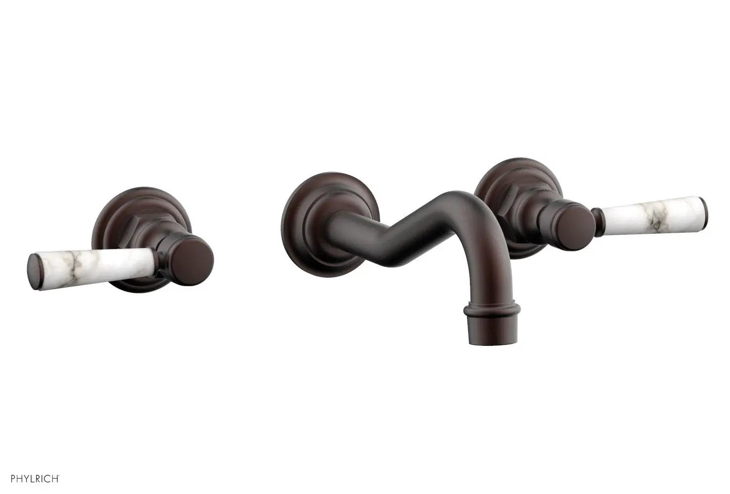 Phylrich HENRI Wall Lavatory Set - White Marble Lever Handles by Phylrich