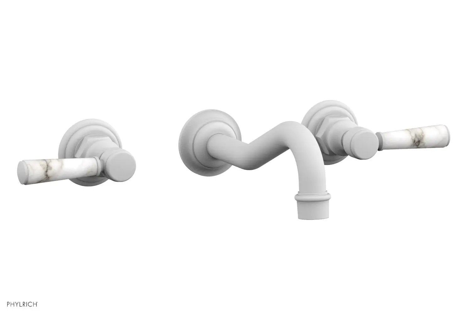 Phylrich HENRI Wall Lavatory Set - White Marble Lever Handles by Phylrich