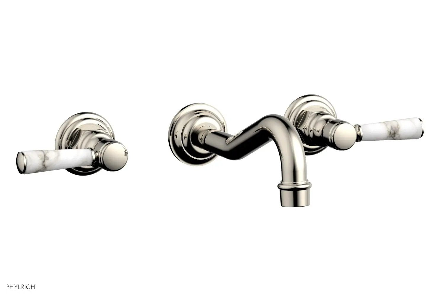 Phylrich HENRI Wall Lavatory Set - White Marble Lever Handles by Phylrich