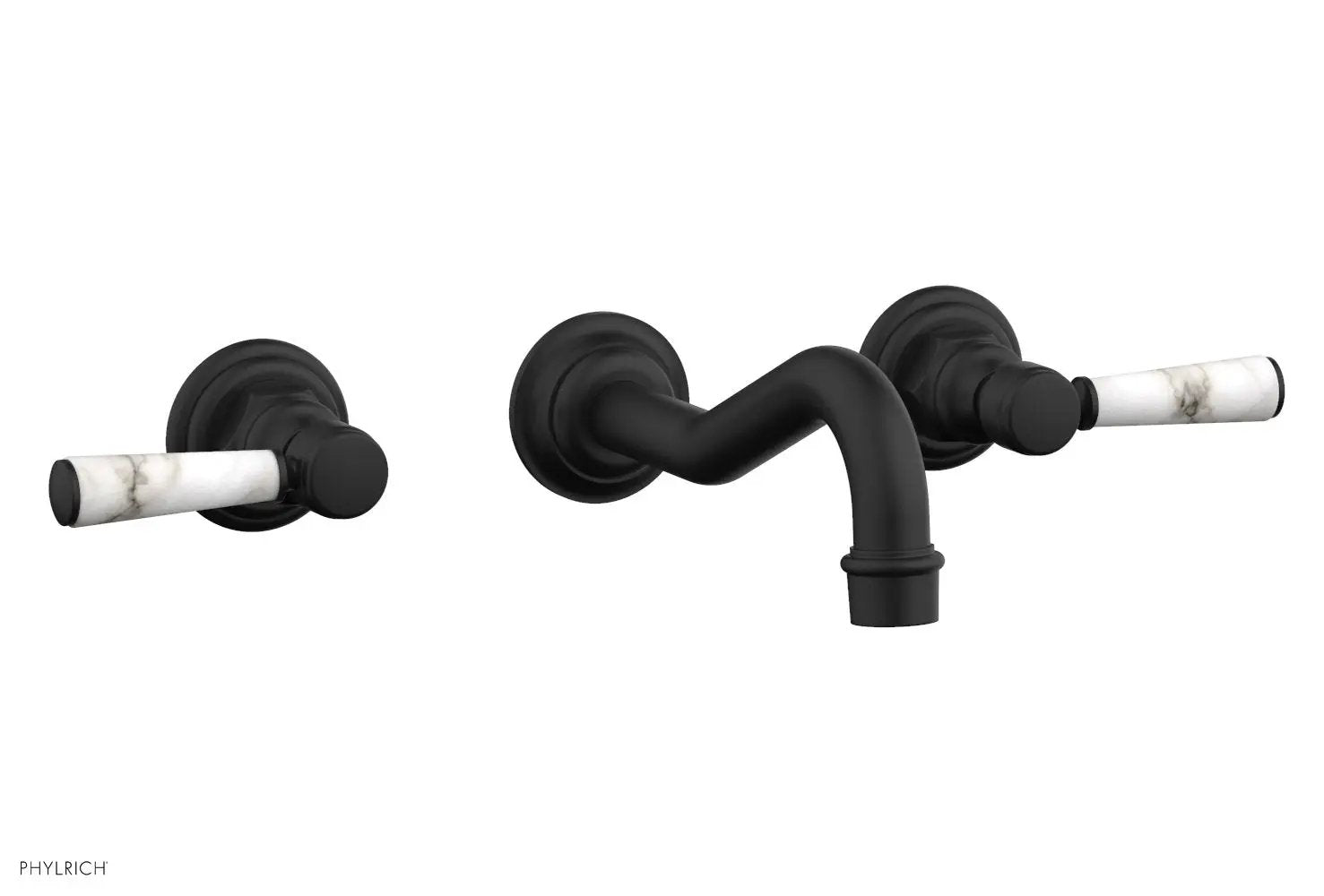 Phylrich HENRI Wall Lavatory Set - White Marble Lever Handles by Phylrich