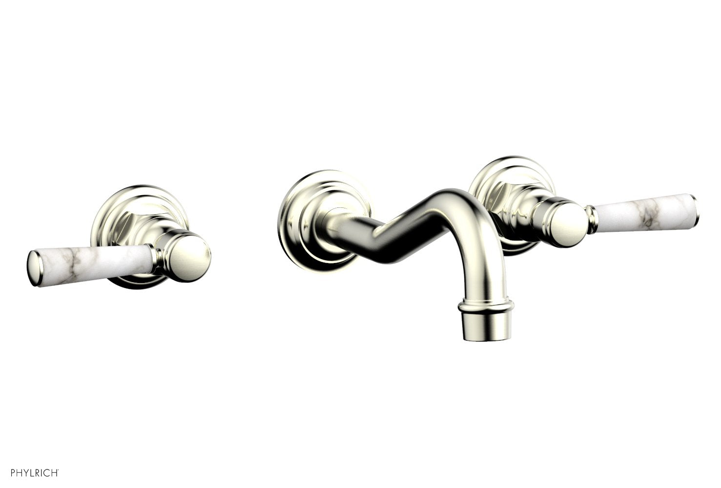 Phylrich HENRI Wall Lavatory Set - White Marble Lever Handles by Phylrich