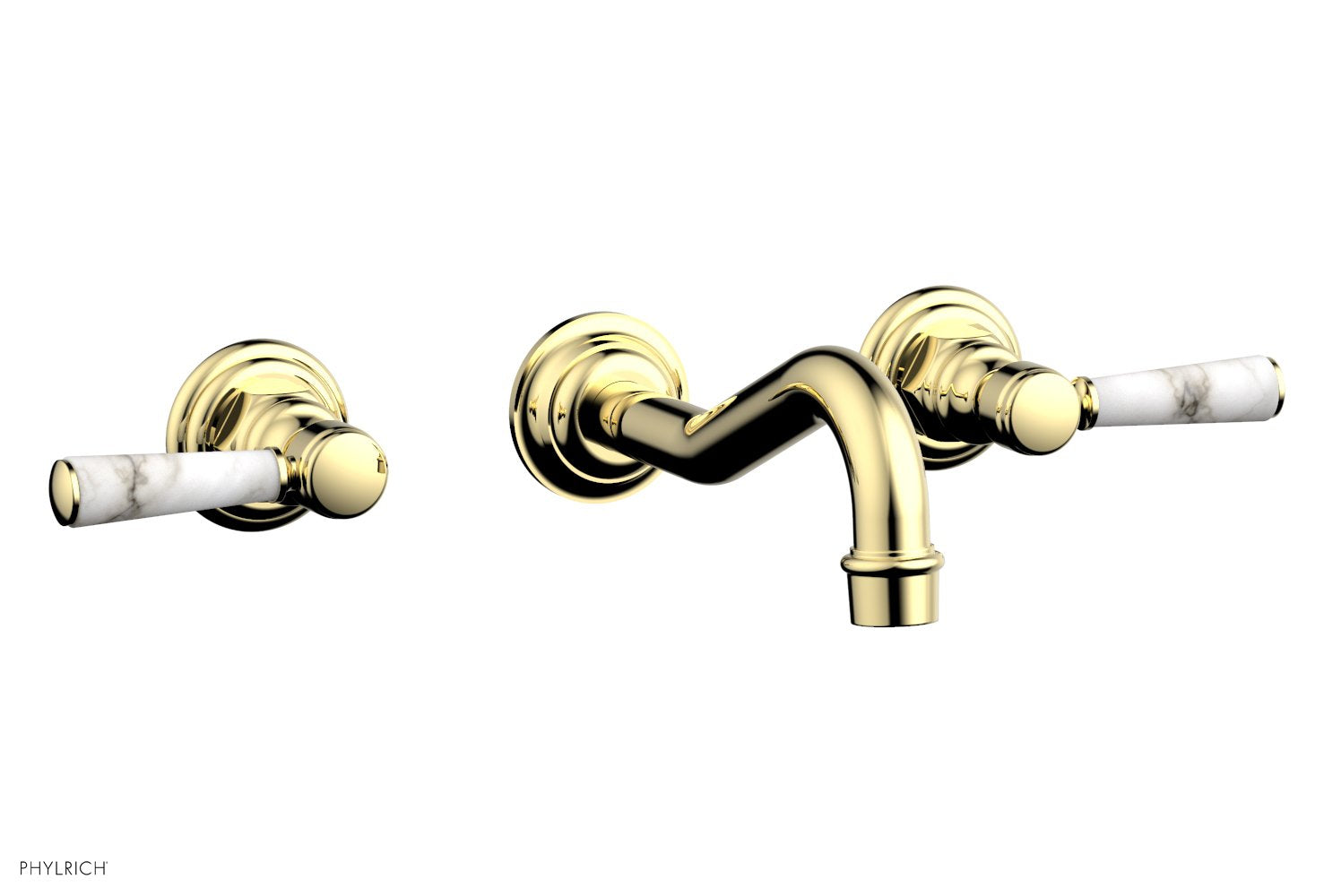 Phylrich HENRI Wall Lavatory Set - White Marble Lever Handles by Phylrich