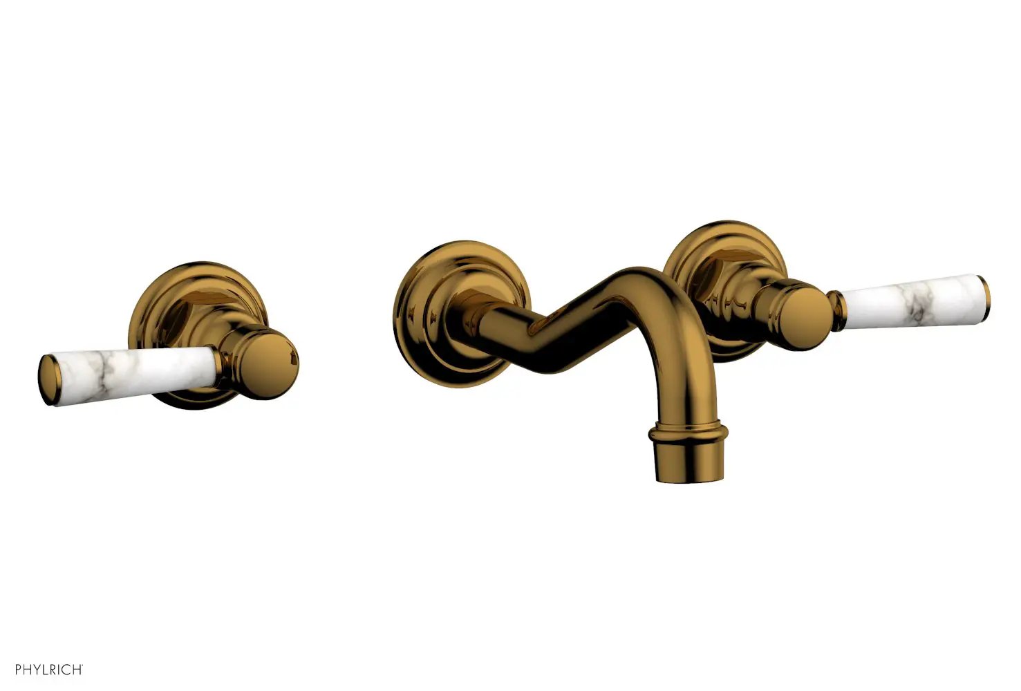 Phylrich HENRI Wall Lavatory Set - White Marble Lever Handles by Phylrich
