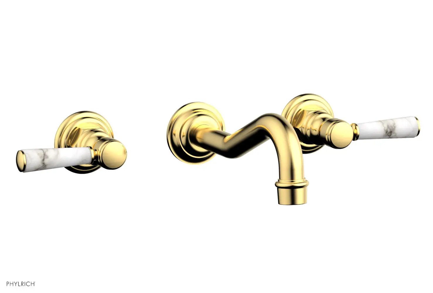 Phylrich HENRI Wall Lavatory Set - White Marble Lever Handles by Phylrich