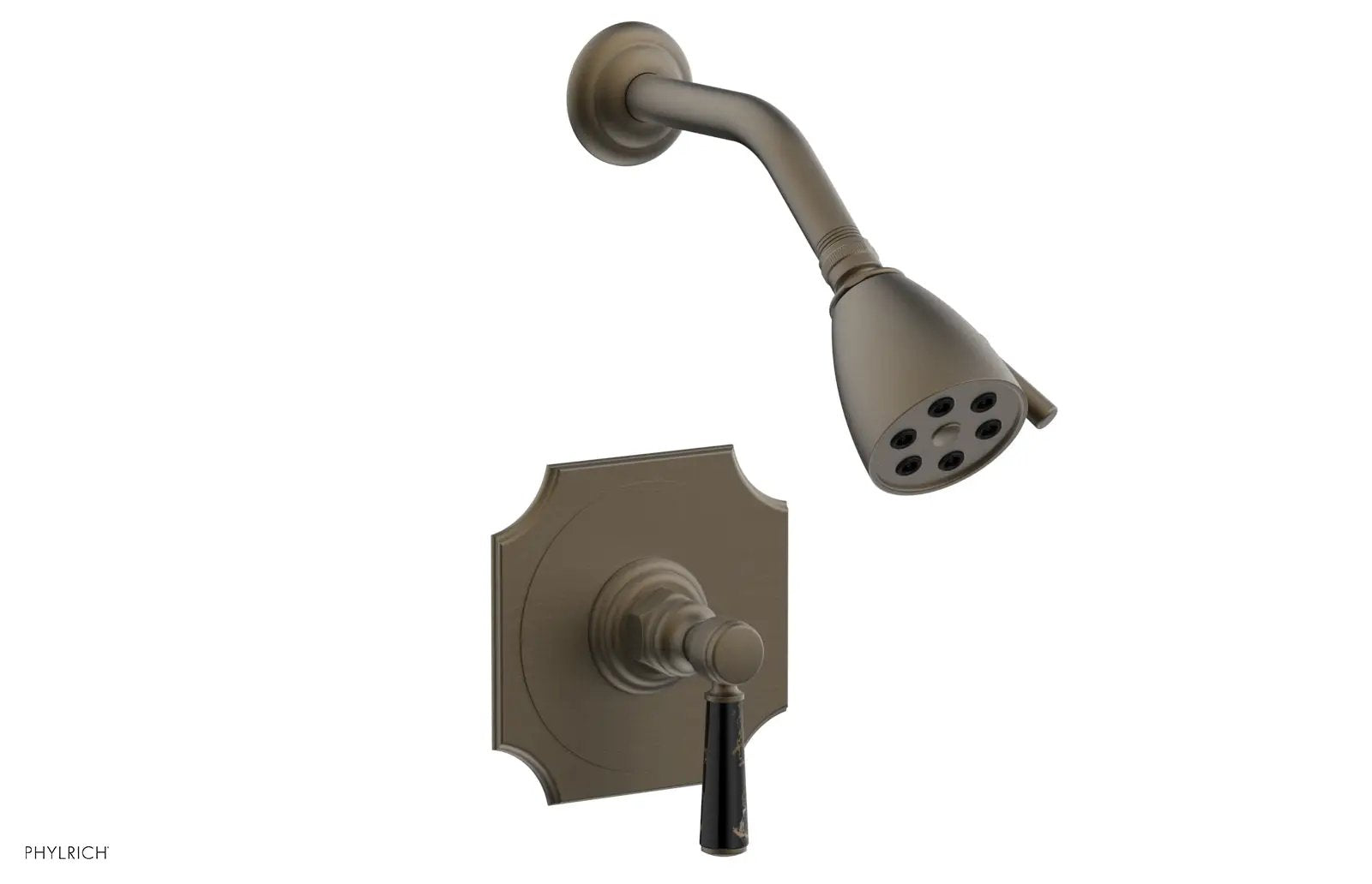 Phylrich HENRI Pressure Balance Shower Set - Black Marble Handle by Phylrich