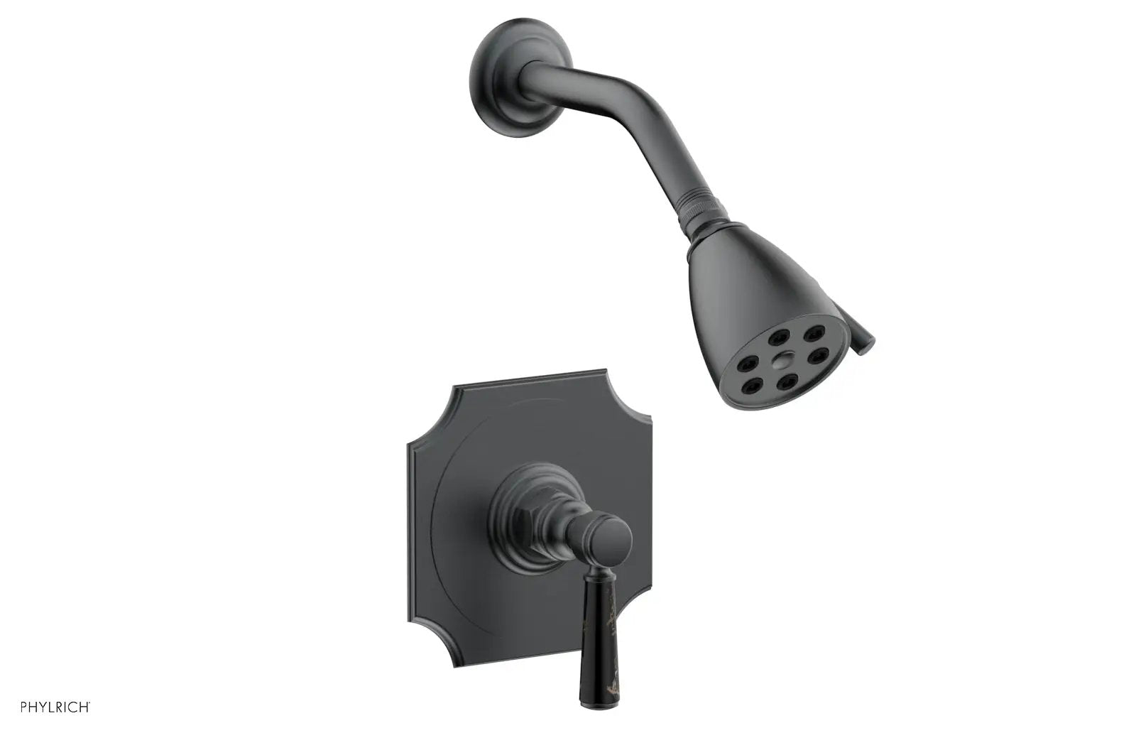 Phylrich HENRI Pressure Balance Shower Set - Black Marble Handle by Phylrich