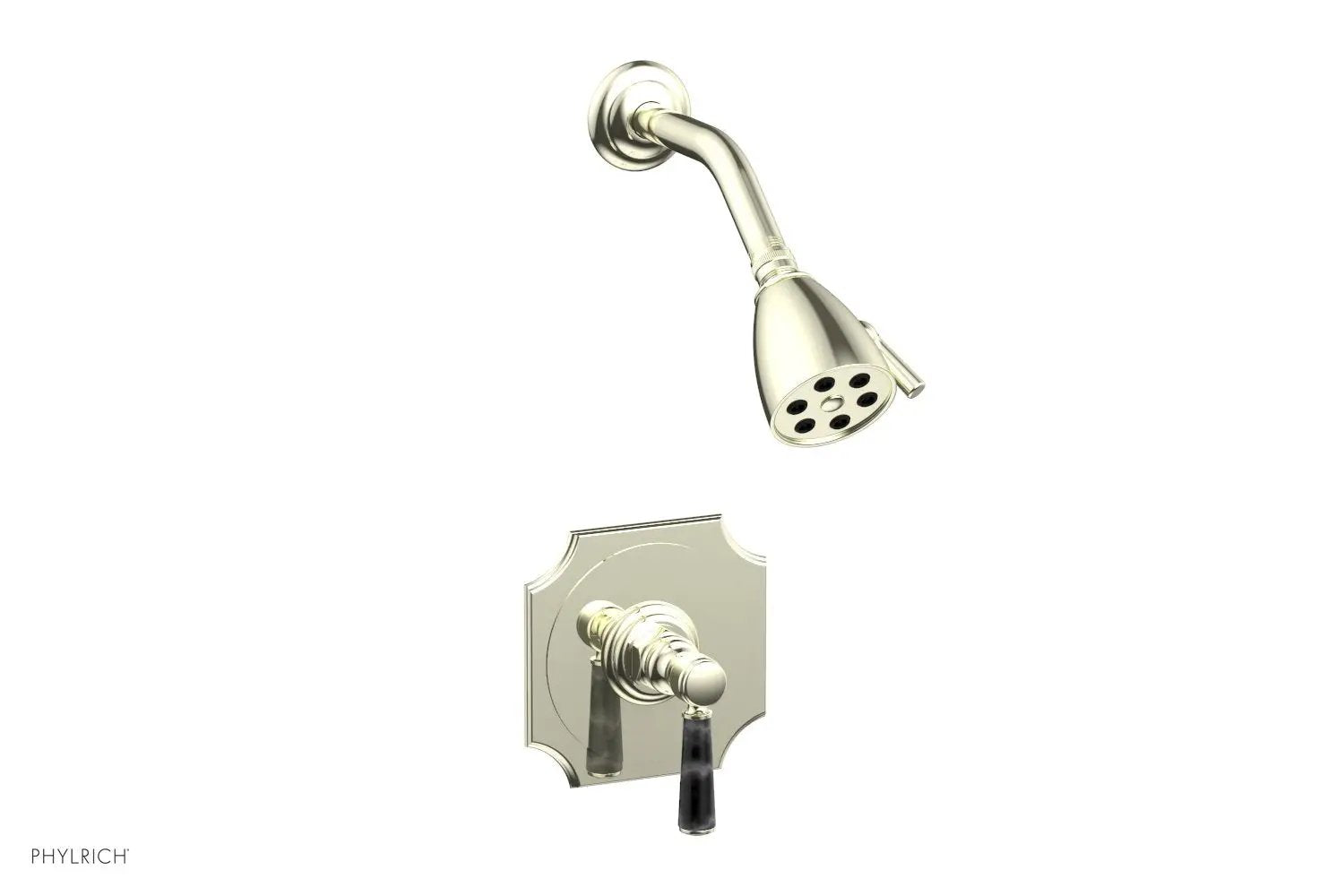Phylrich HENRI Pressure Balance Shower Set - Black Marble Handle by Phylrich