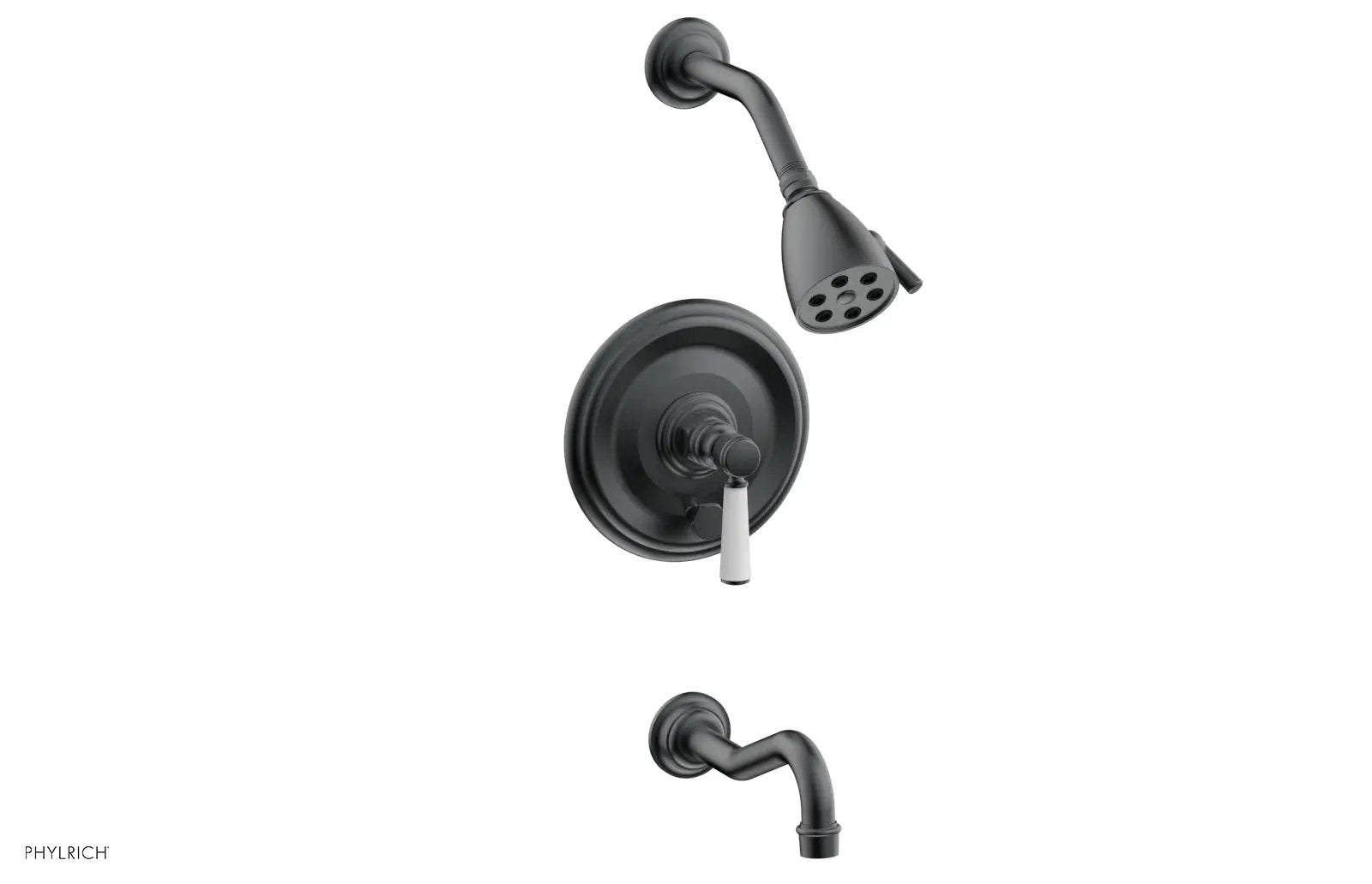 Phylrich HENRI Pressure Balance Tub and Shower Set - Satin White Lever Handle by Phylrich