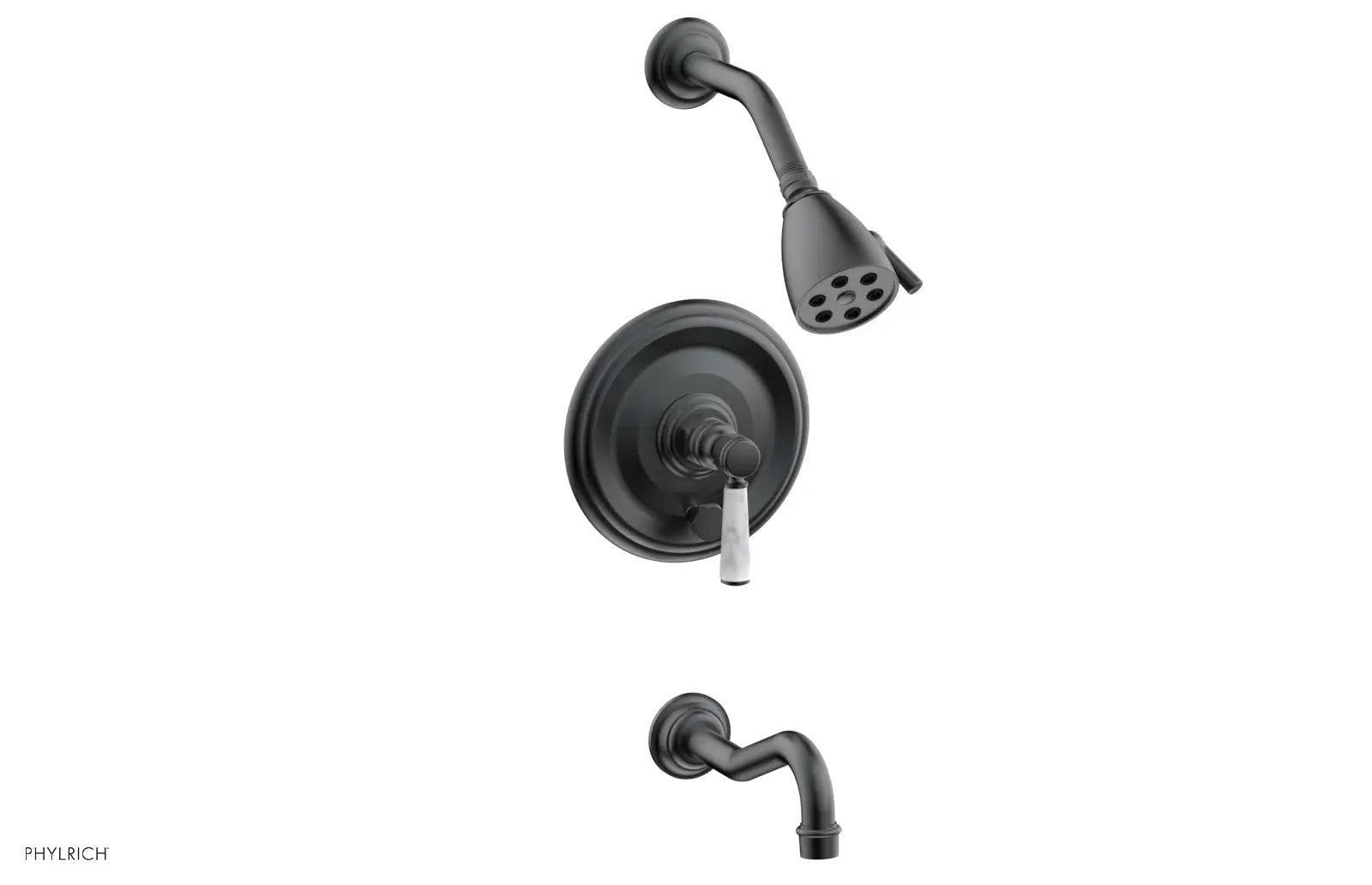 Phylrich HENRI Pressure Balance Tub and Shower Set - White Marble Lever Handle by Phylrich