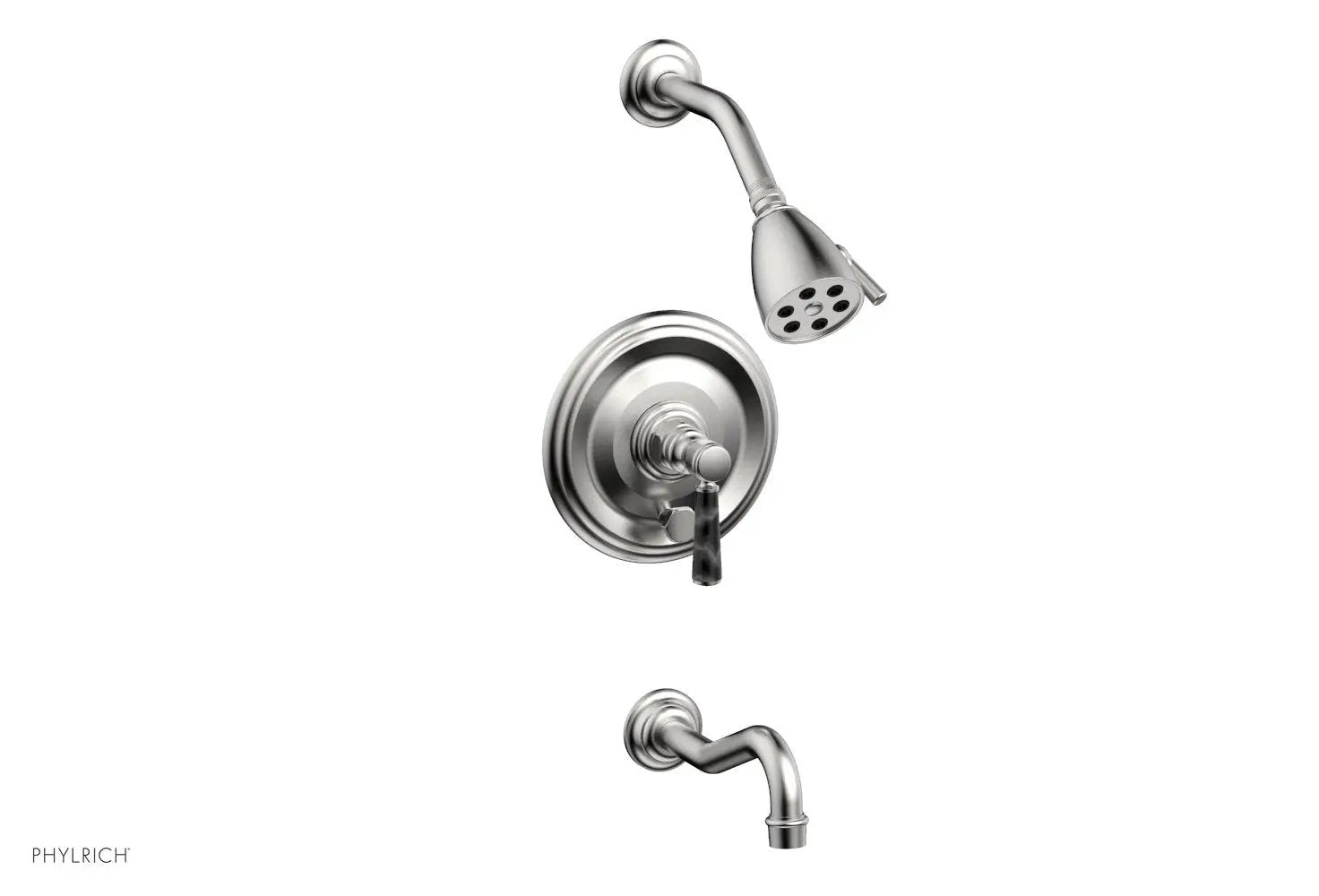 Phylrich HENRI Pressure Balance Tub and Shower Set - Black Marble Lever Handle by Phylrich