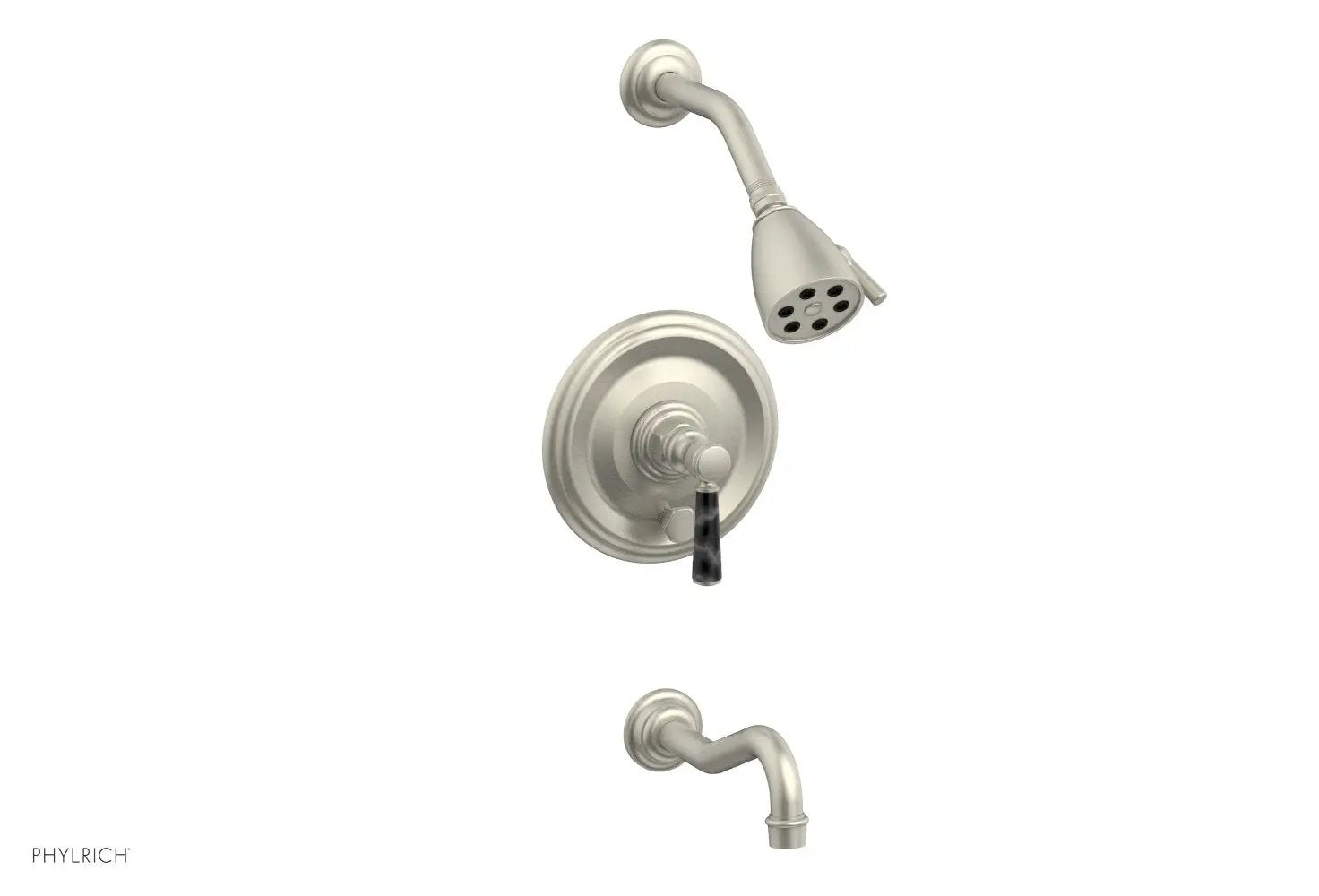 Phylrich HENRI Pressure Balance Tub and Shower Set - Black Marble Lever Handle by Phylrich