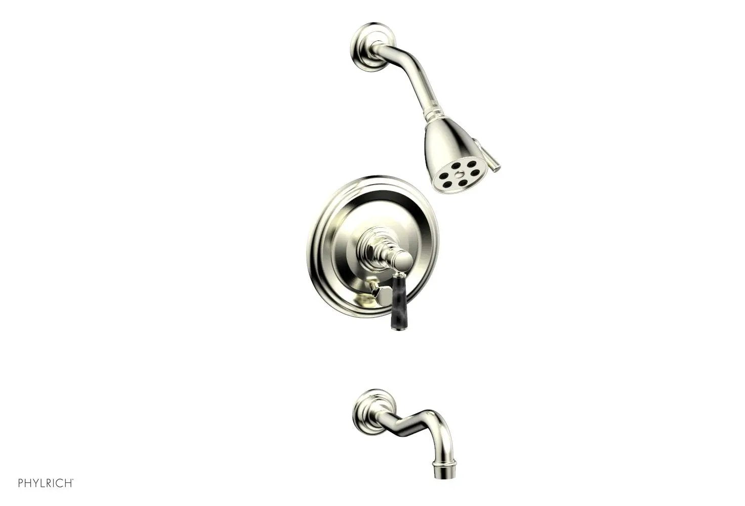 Phylrich HENRI Pressure Balance Tub and Shower Set - Black Marble Lever Handle by Phylrich