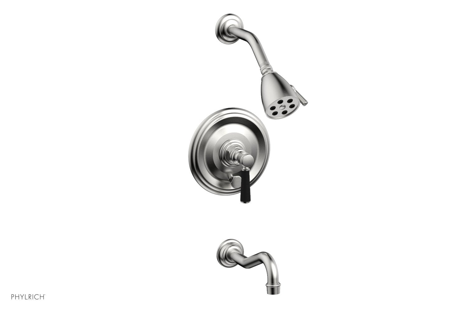 Phylrich HENRI Pressure Balance Tub and Shower Set - Satin Black Lever Handle
