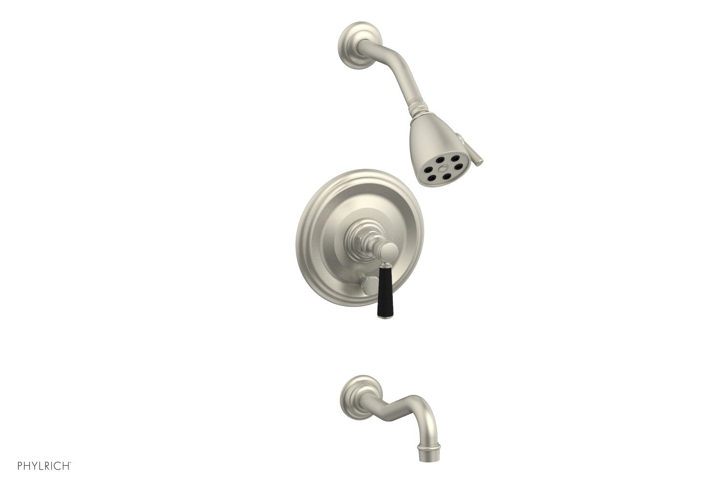Phylrich HENRI Pressure Balance Tub and Shower Set - Satin Black Lever Handle
