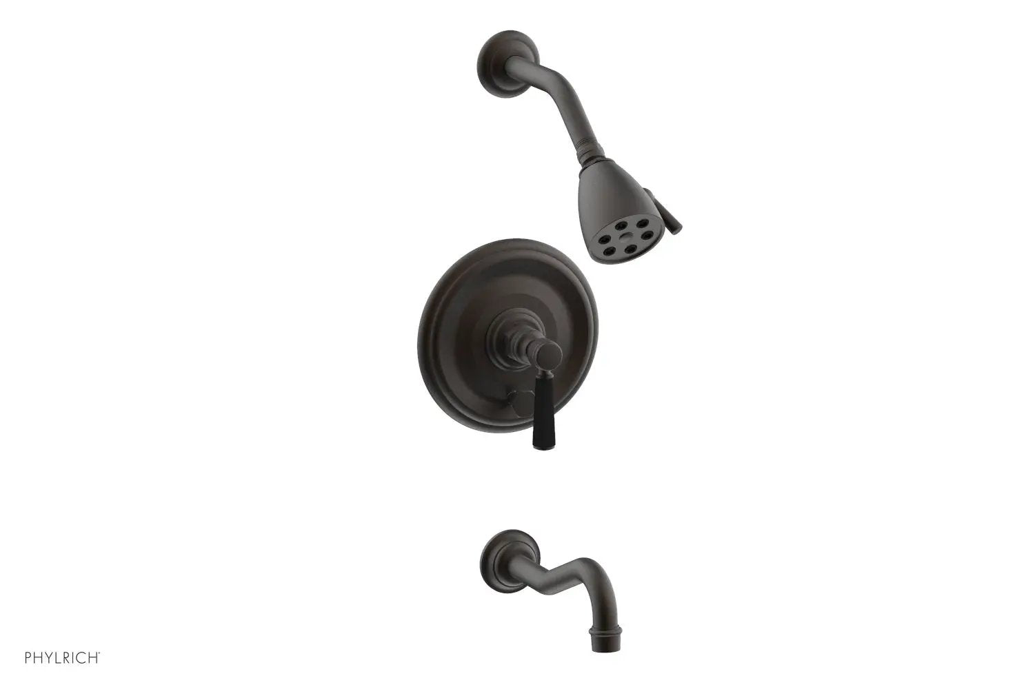 Phylrich HENRI Pressure Balance Tub and Shower Set - Satin Black Lever Handle by Phylrich