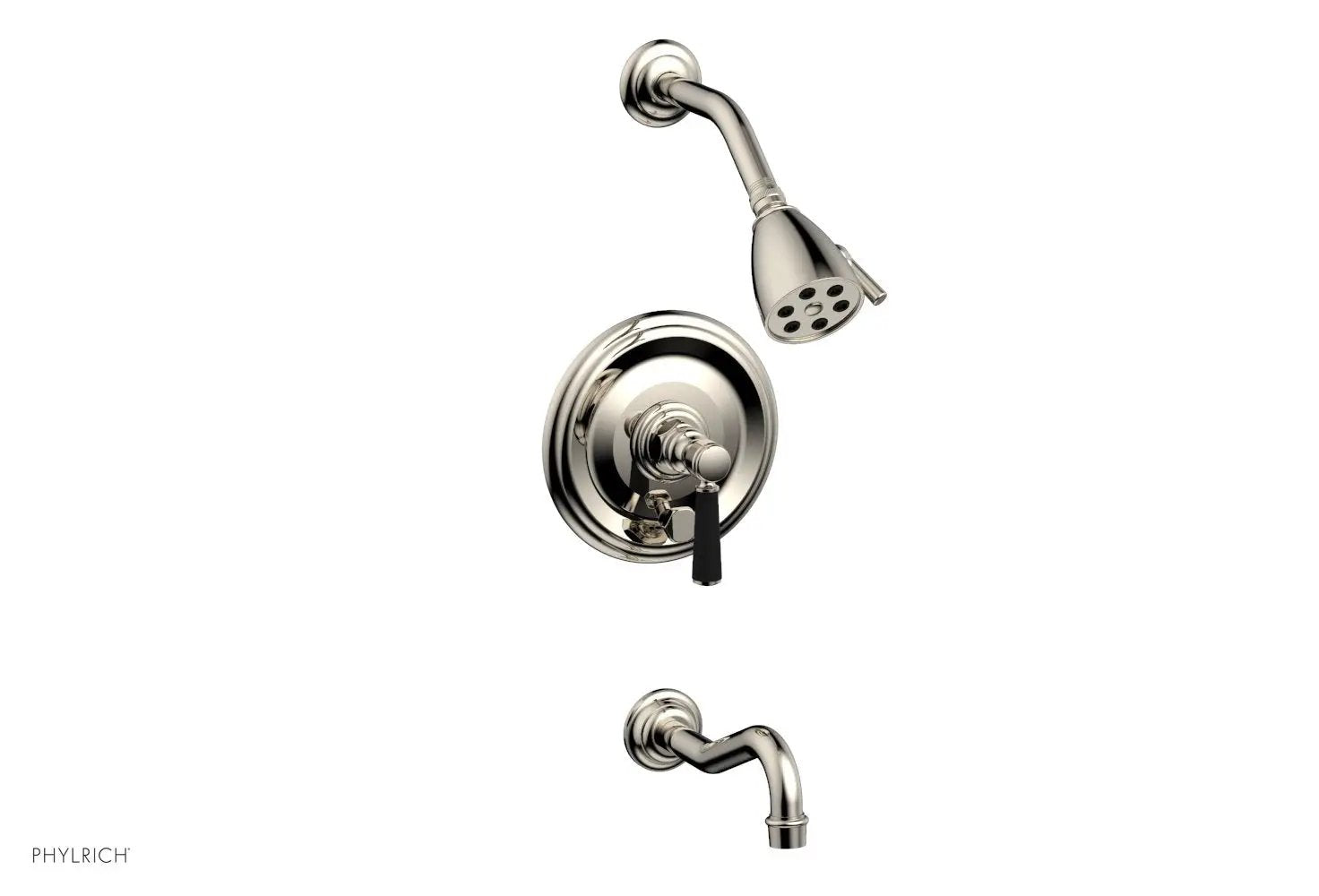 Phylrich HENRI Pressure Balance Tub and Shower Set - Satin Black Lever Handle by Phylrich
