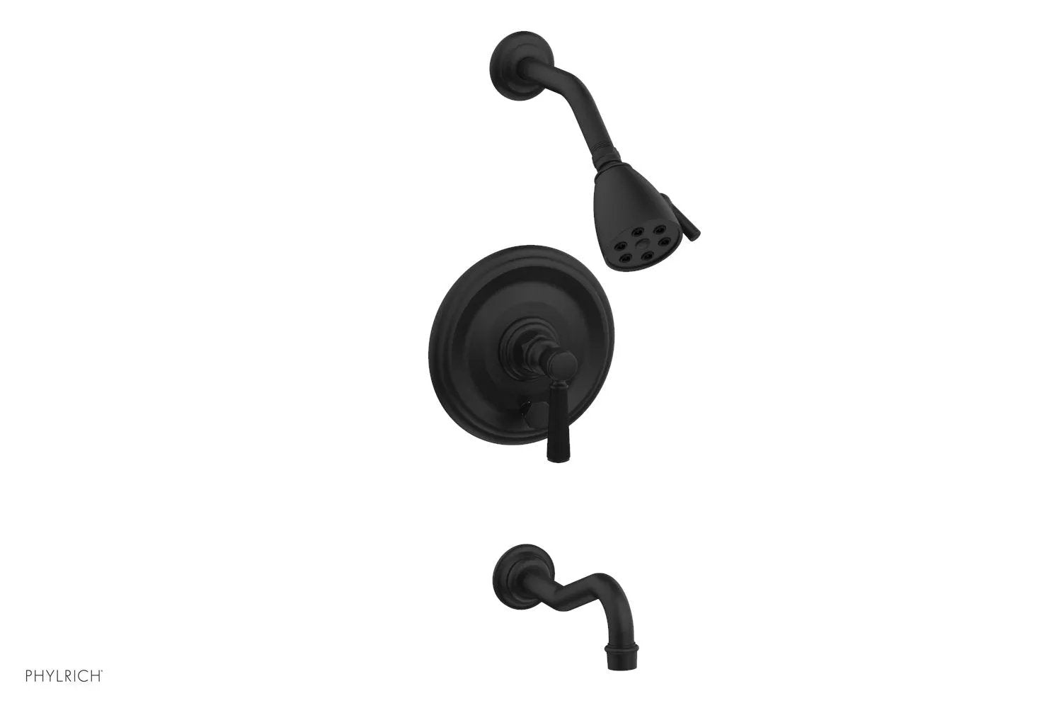 Phylrich HENRI Pressure Balance Tub and Shower Set - Satin Black Lever Handle by Phylrich