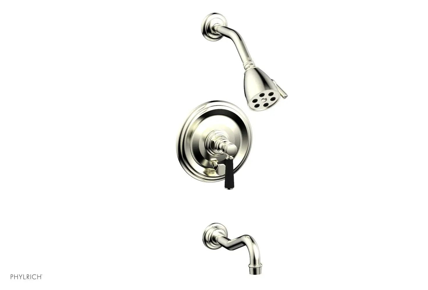 Phylrich HENRI Pressure Balance Tub and Shower Set - Satin Black Lever Handle by Phylrich
