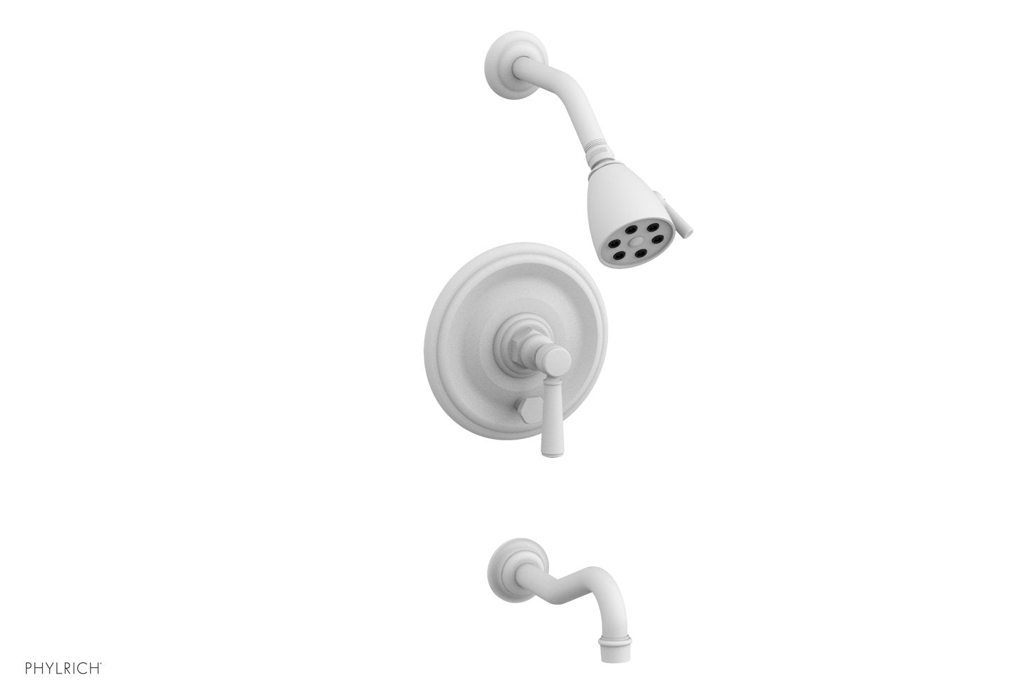 Phylrich HENRI Pressure Balance Tub and Shower Set - Satin White Lever Handle