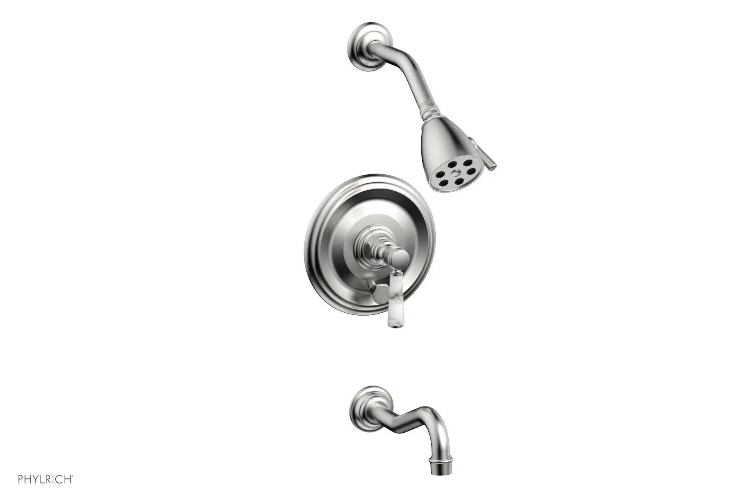 Phylrich HENRI Pressure Balance Tub and Shower Set - White Marble Lever Handle by Phylrich