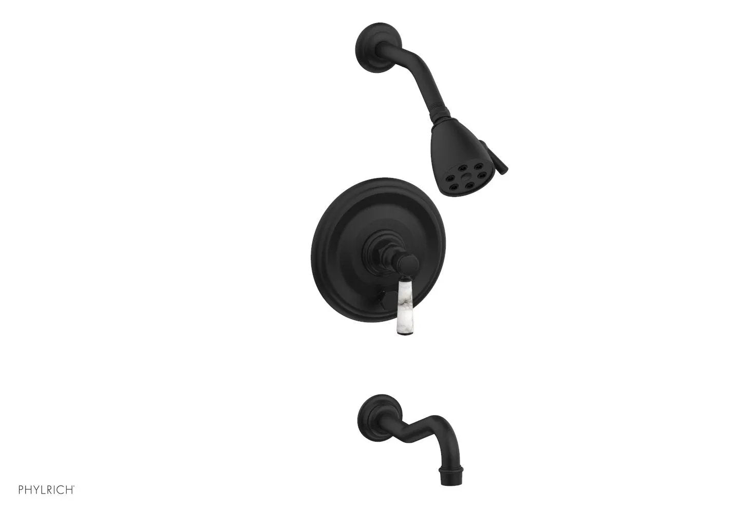 Phylrich HENRI Pressure Balance Tub and Shower Set - White Marble Lever Handle by Phylrich