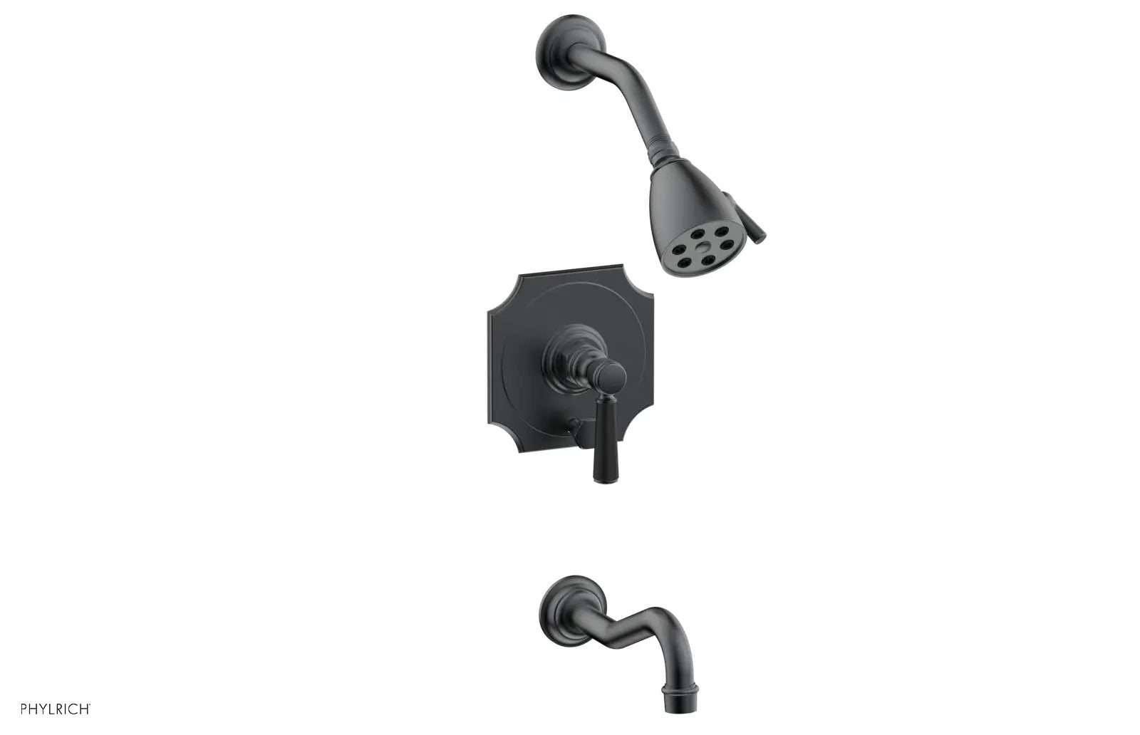 Phylrich HENRI Pressure Balance Tub and Shower Set - Satin Black Lever Handle by Phylrich