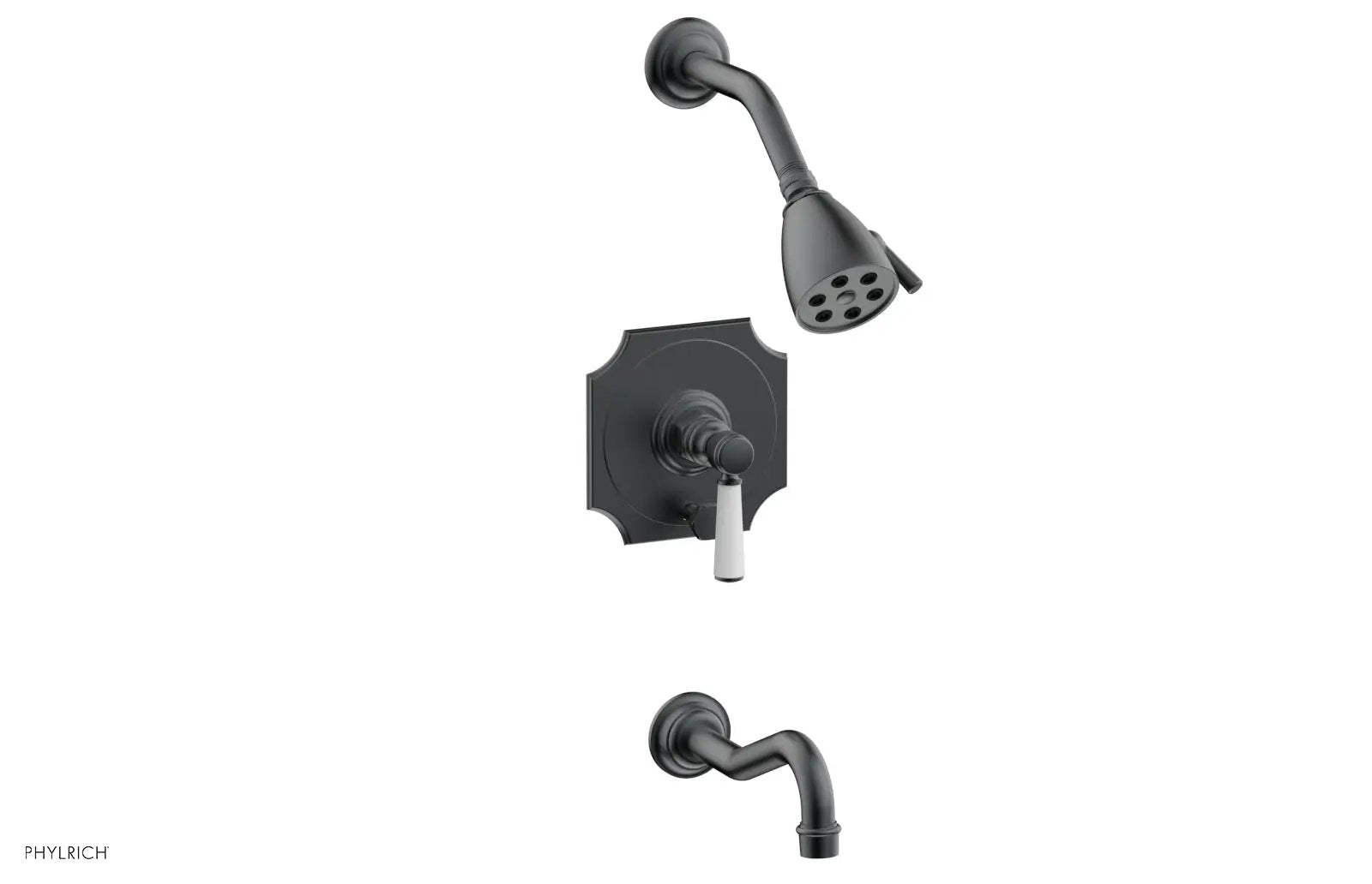 Phylrich HENRI Pressure Balance Tub and Shower Set - Satin White Lever Handle by Phylrich