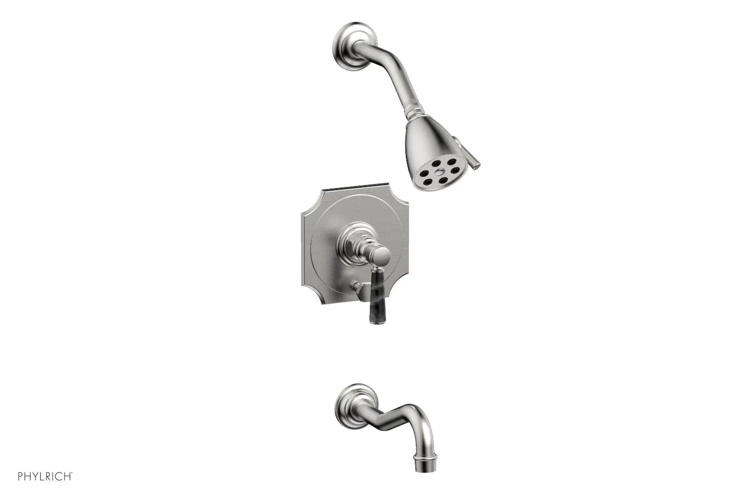 Phylrich HENRI Pressure Balance Tub and Shower Set - Black Marble Lever Handle by Phylrich