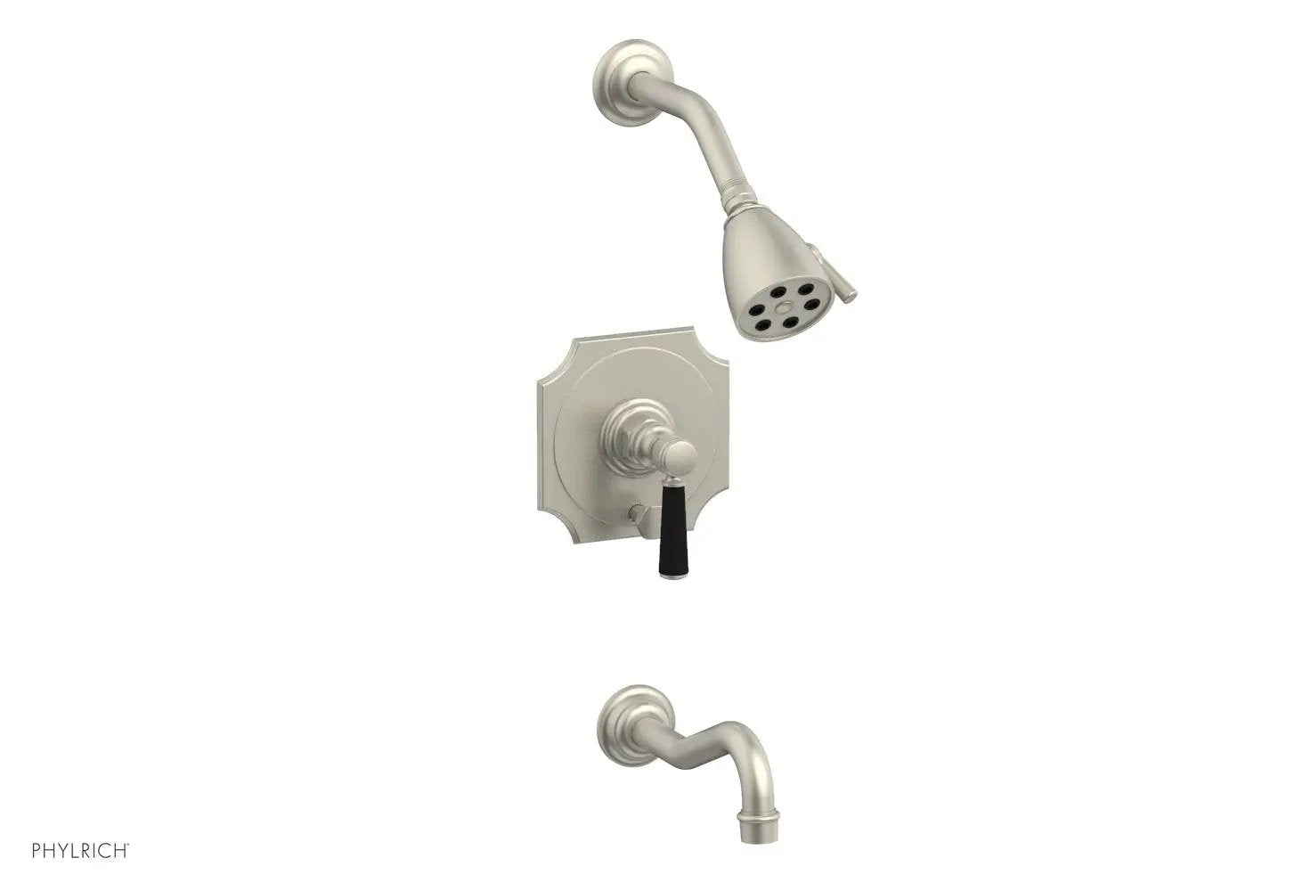 Phylrich HENRI Pressure Balance Tub and Shower Set - Satin Black Lever Handle by Phylrich