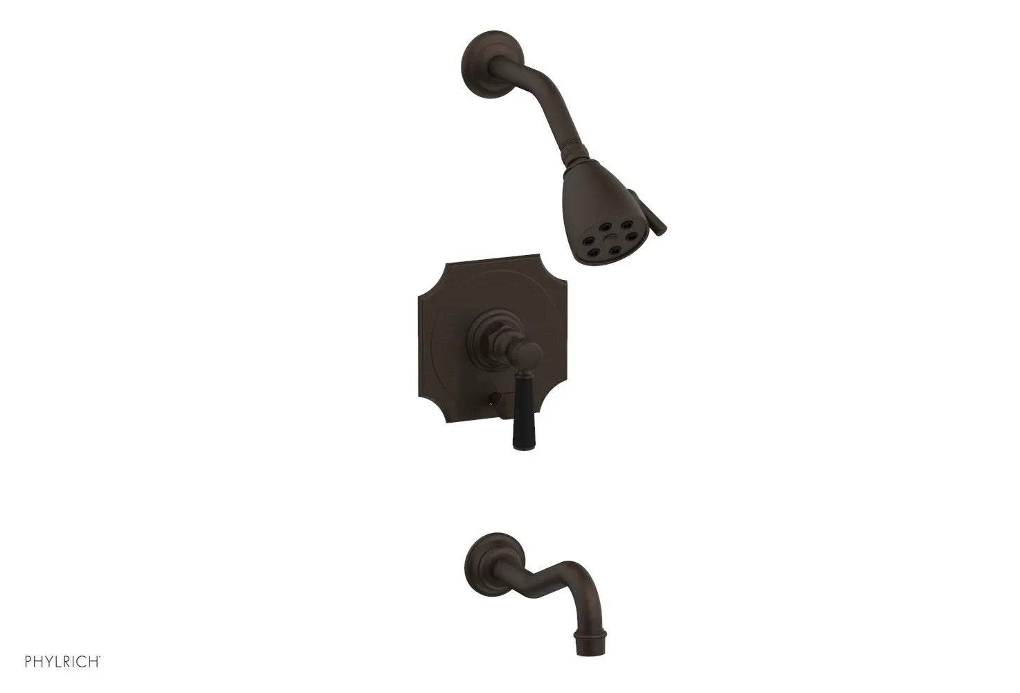 Phylrich HENRI Pressure Balance Tub and Shower Set - Satin Black Lever Handle by Phylrich