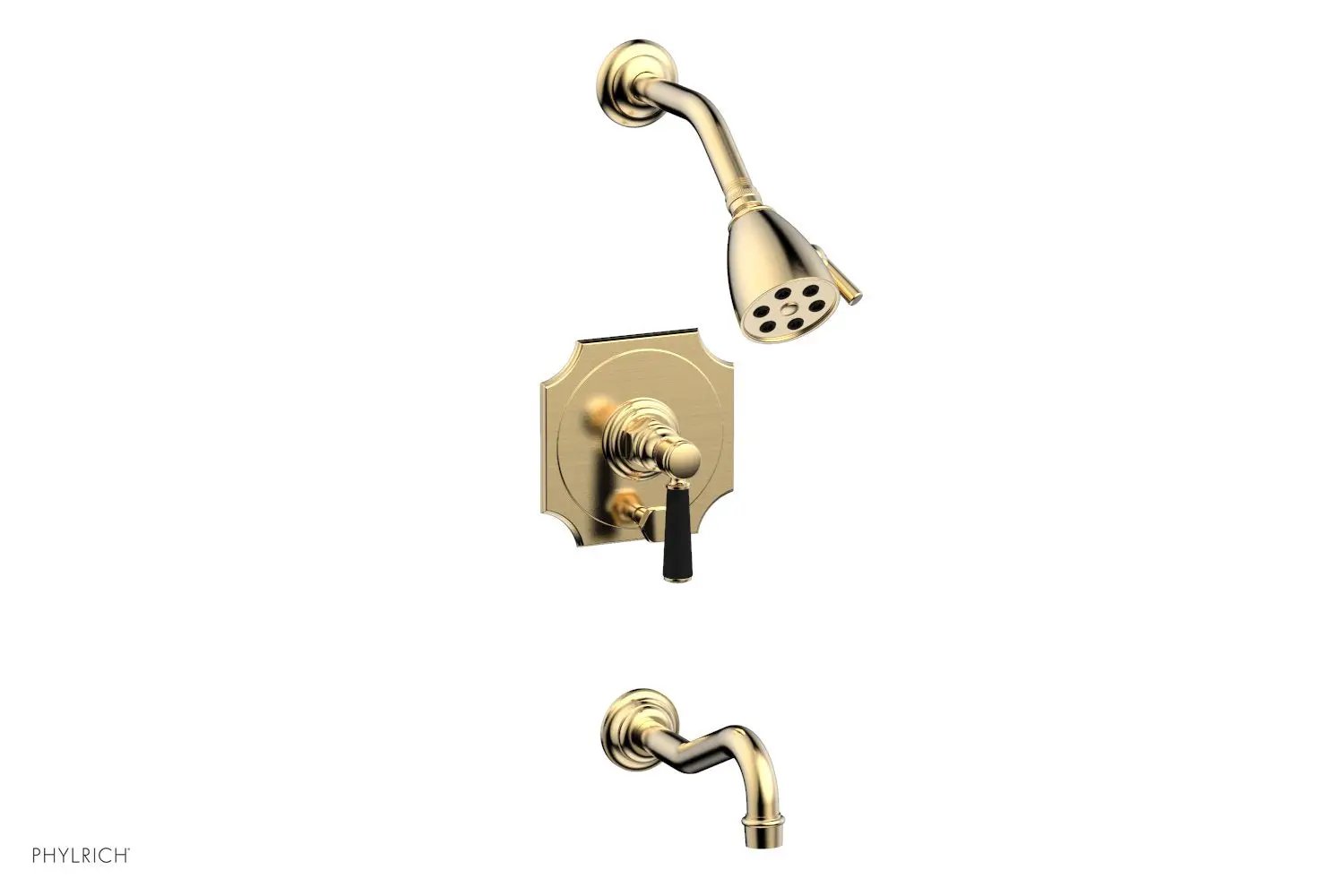 Phylrich HENRI Pressure Balance Tub and Shower Set - Satin Black Lever Handle by Phylrich