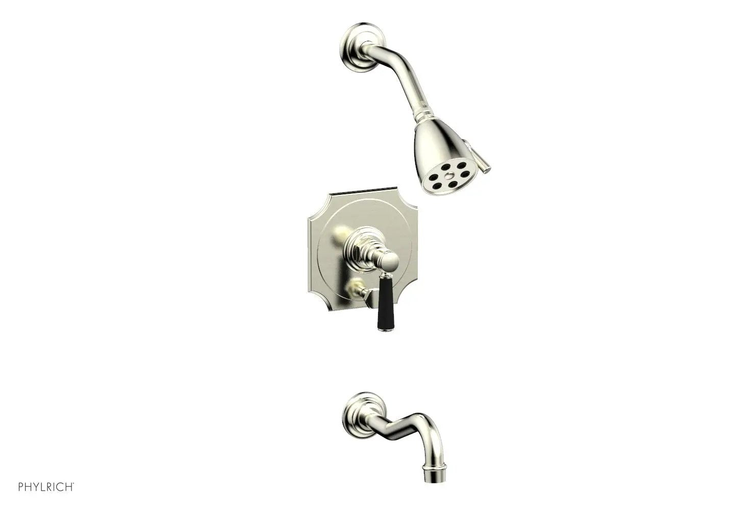 Phylrich HENRI Pressure Balance Tub and Shower Set - Satin Black Lever Handle by Phylrich
