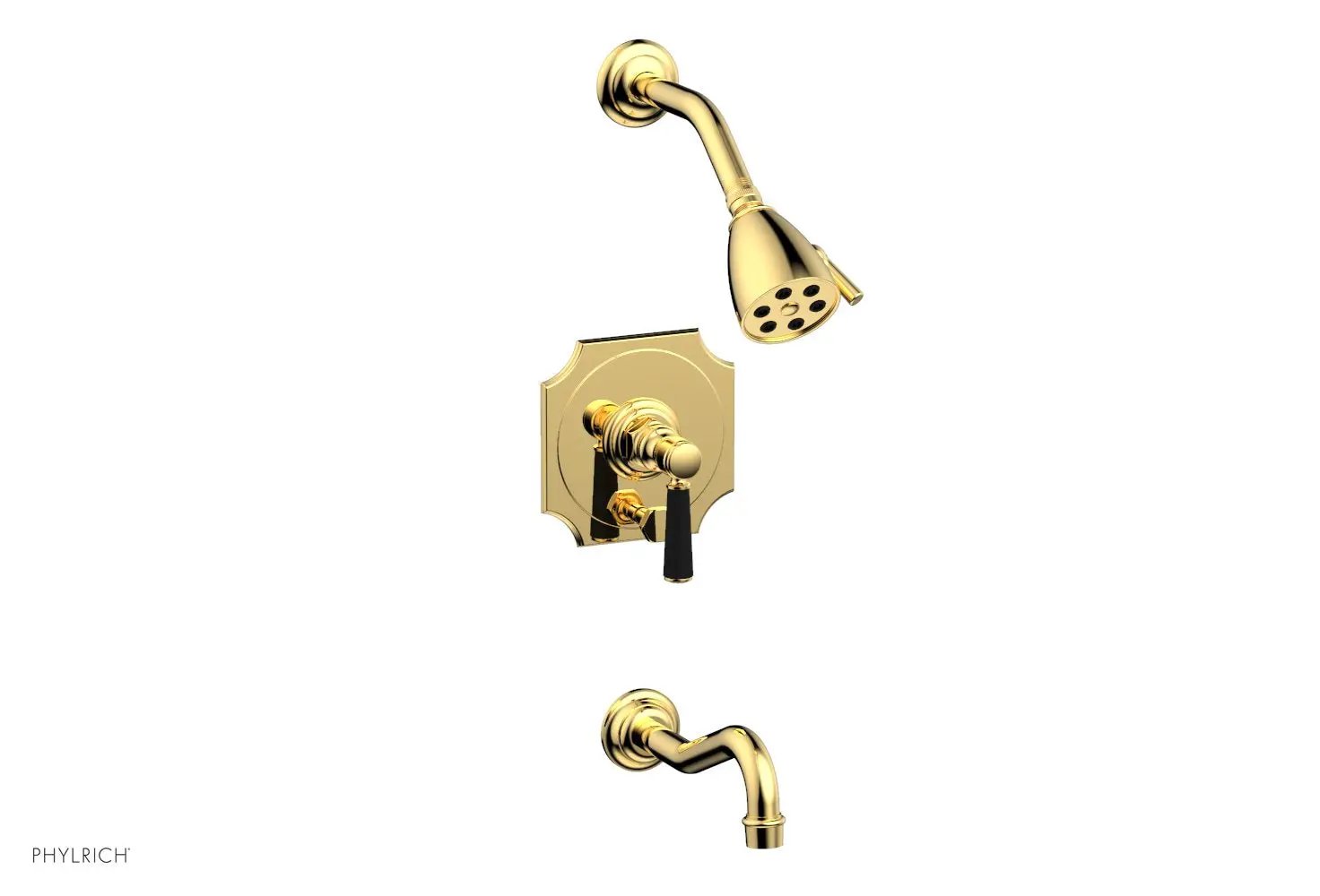 Phylrich HENRI Pressure Balance Tub and Shower Set - Satin Black Lever Handle by Phylrich