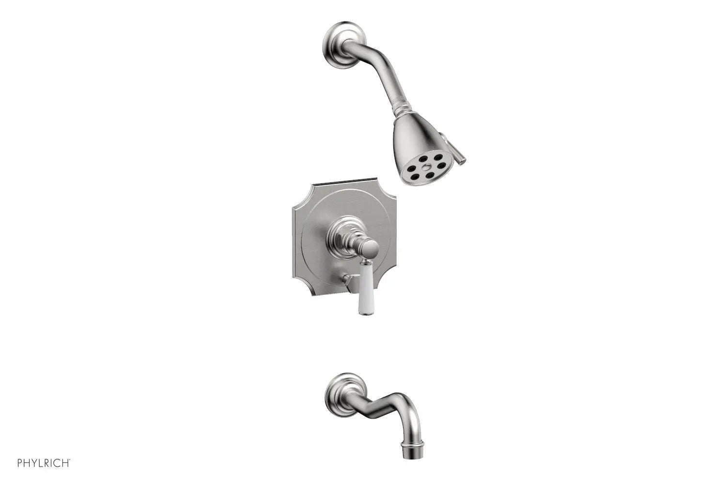 Phylrich HENRI Pressure Balance Tub and Shower Set - Satin White Lever Handle by Phylrich