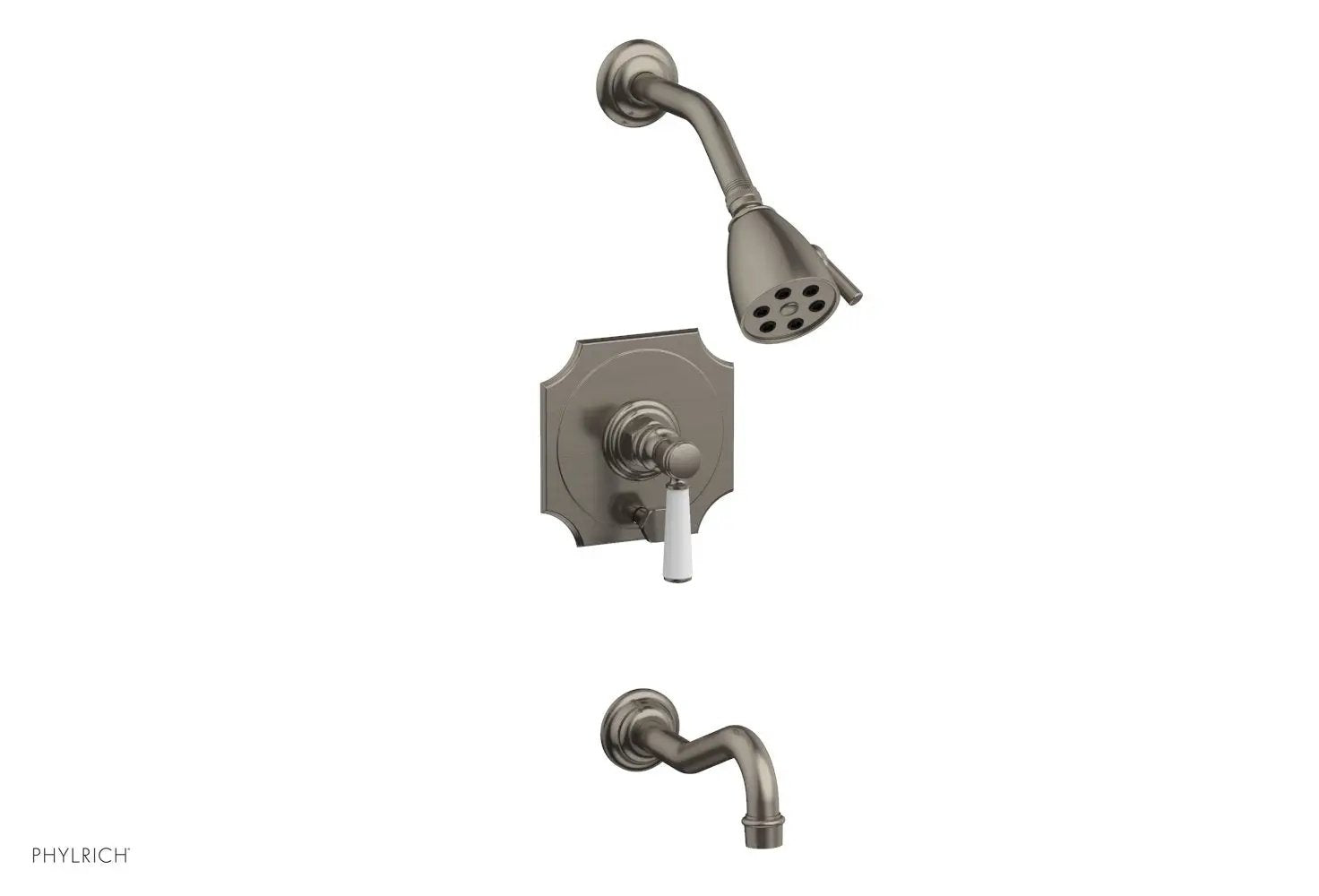 Phylrich HENRI Pressure Balance Tub and Shower Set - Satin White Lever Handle by Phylrich