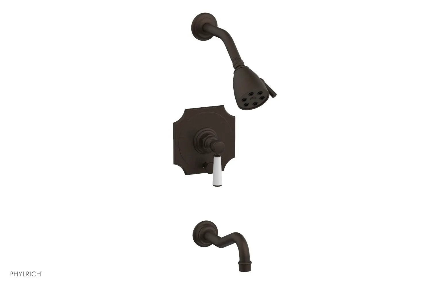 Phylrich HENRI Pressure Balance Tub and Shower Set - Satin White Lever Handle by Phylrich