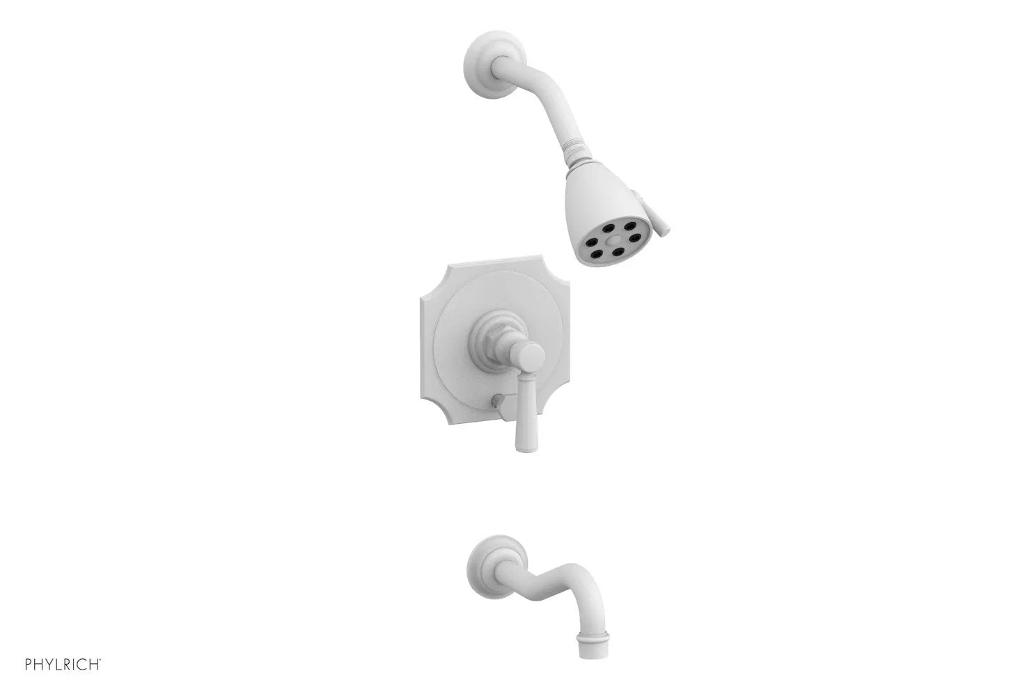 Phylrich HENRI Pressure Balance Tub and Shower Set - Satin White Lever Handle by Phylrich