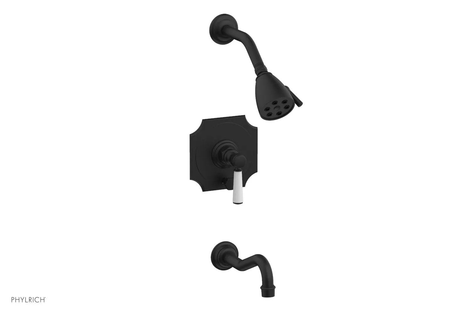 Phylrich HENRI Pressure Balance Tub and Shower Set - Satin White Lever Handle by Phylrich