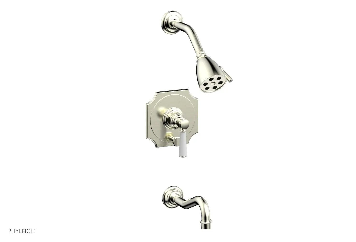 Phylrich HENRI Pressure Balance Tub and Shower Set - Satin White Lever Handle by Phylrich