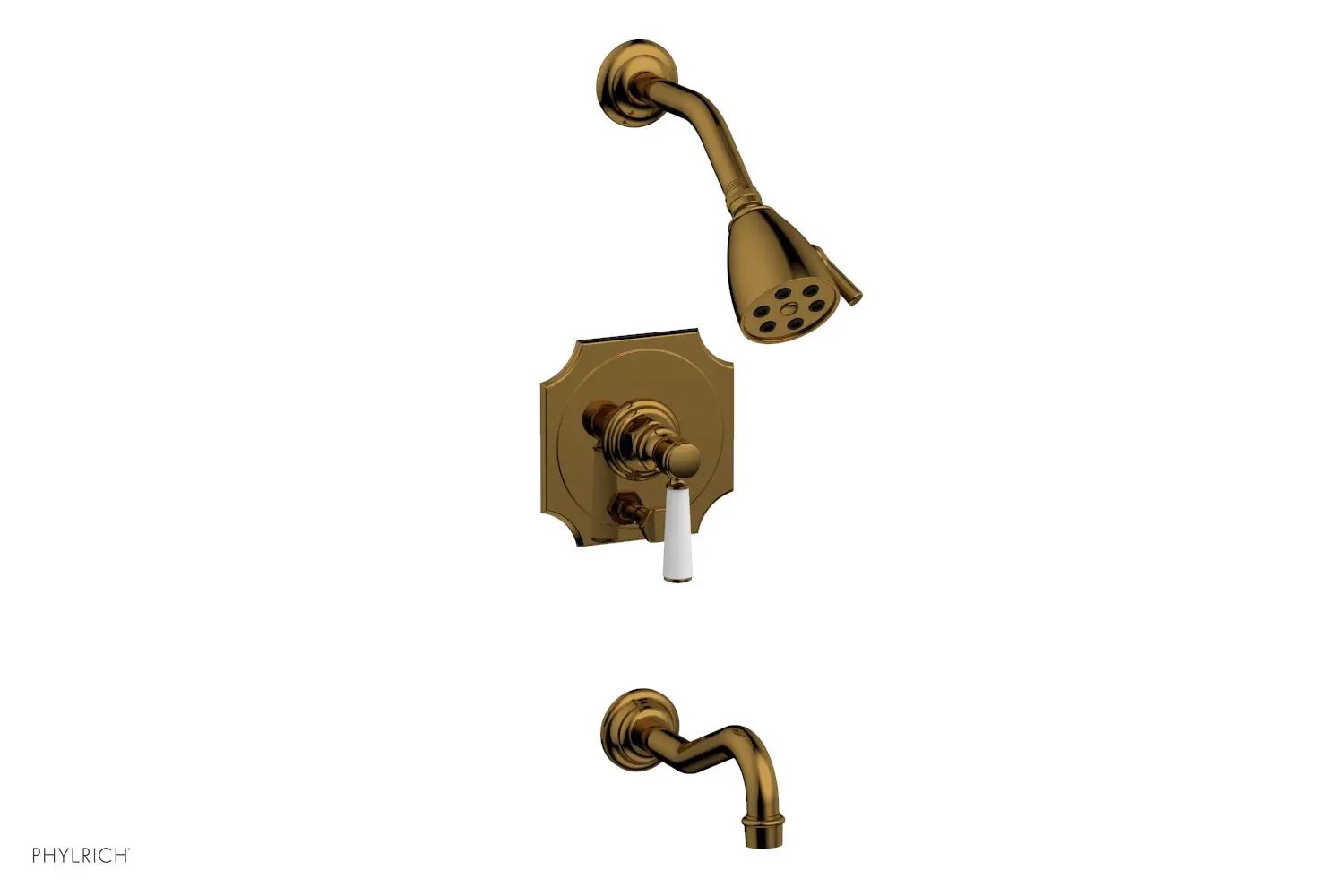 Phylrich HENRI Pressure Balance Tub and Shower Set - Satin White Lever Handle by Phylrich