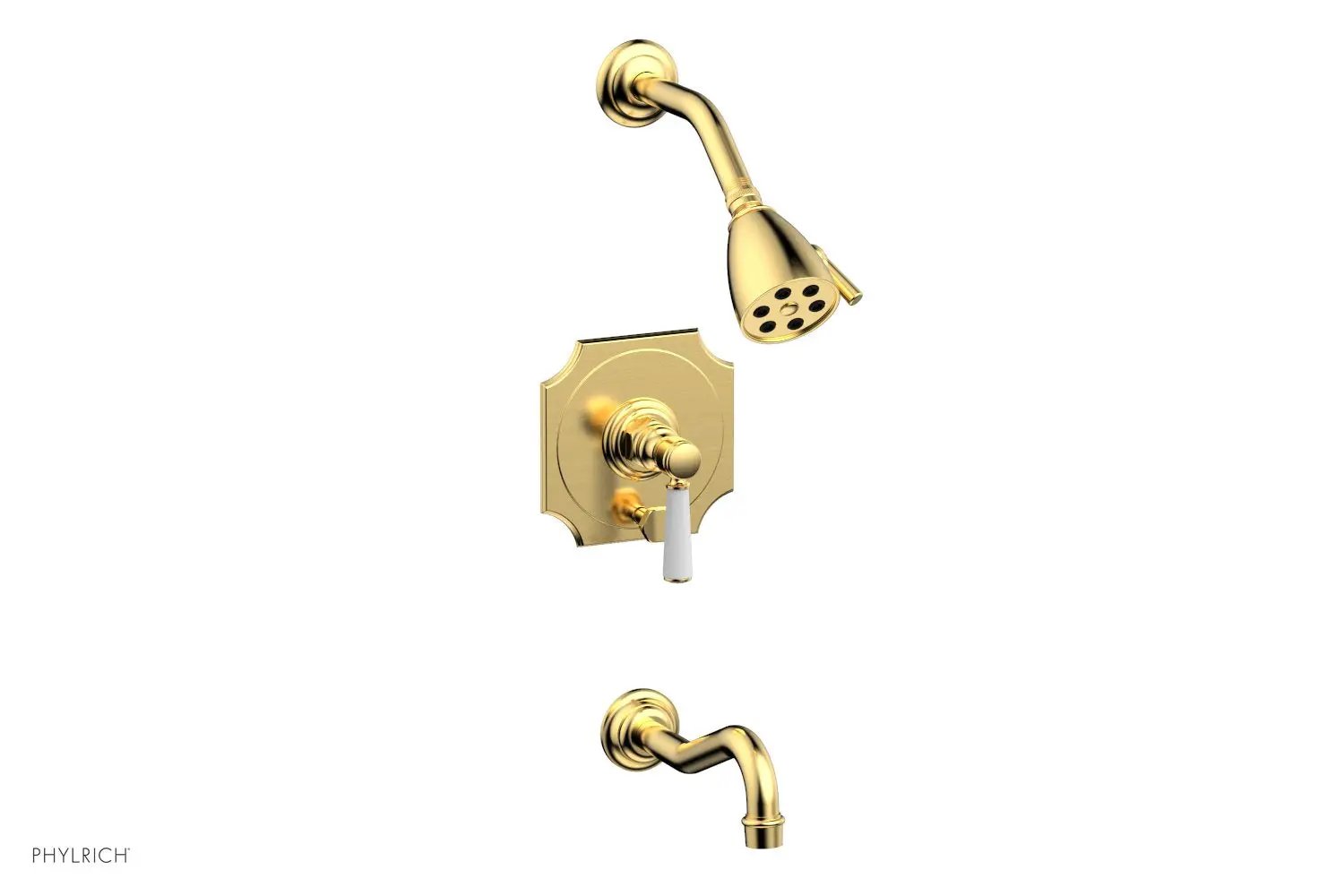 Phylrich HENRI Pressure Balance Tub and Shower Set - Satin White Lever Handle by Phylrich