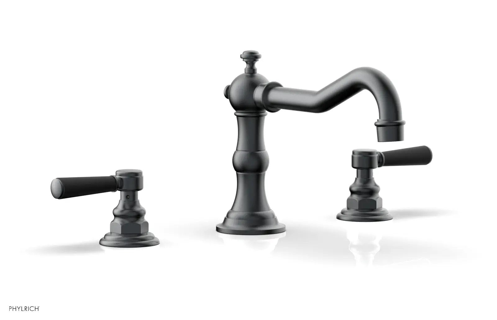 Phylrich HENRI Deck Tub Set - Satin Black Lever Handles by Phylrich