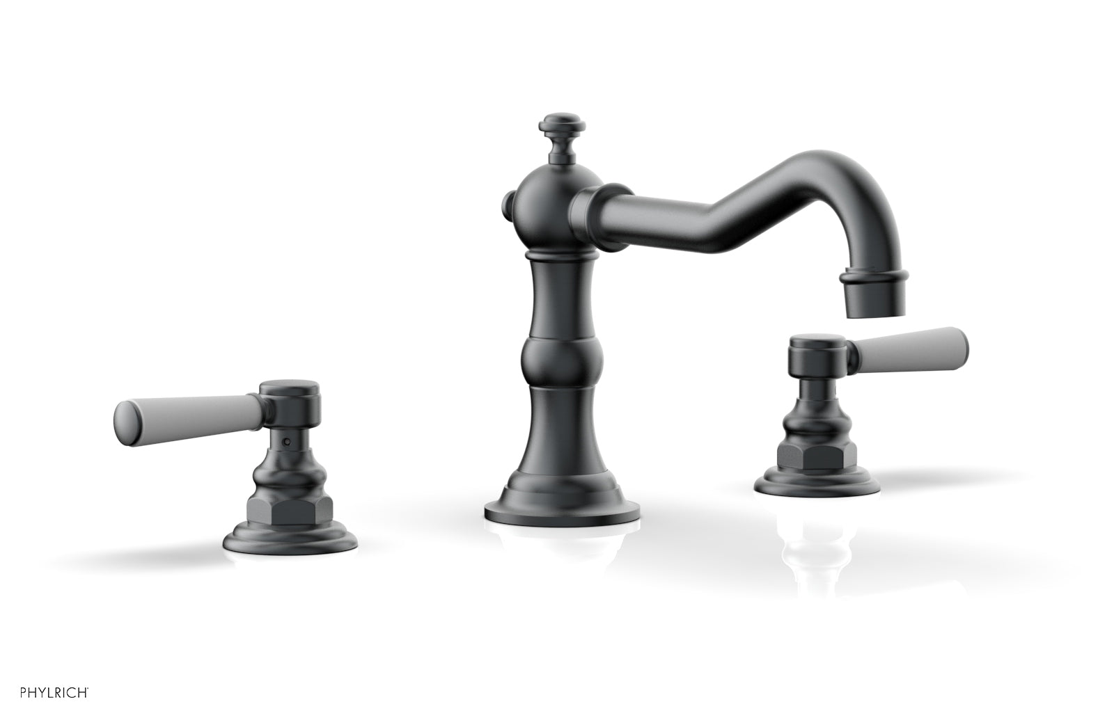 Phylrich HENRI Deck Tub Set - Satin White Lever Handles