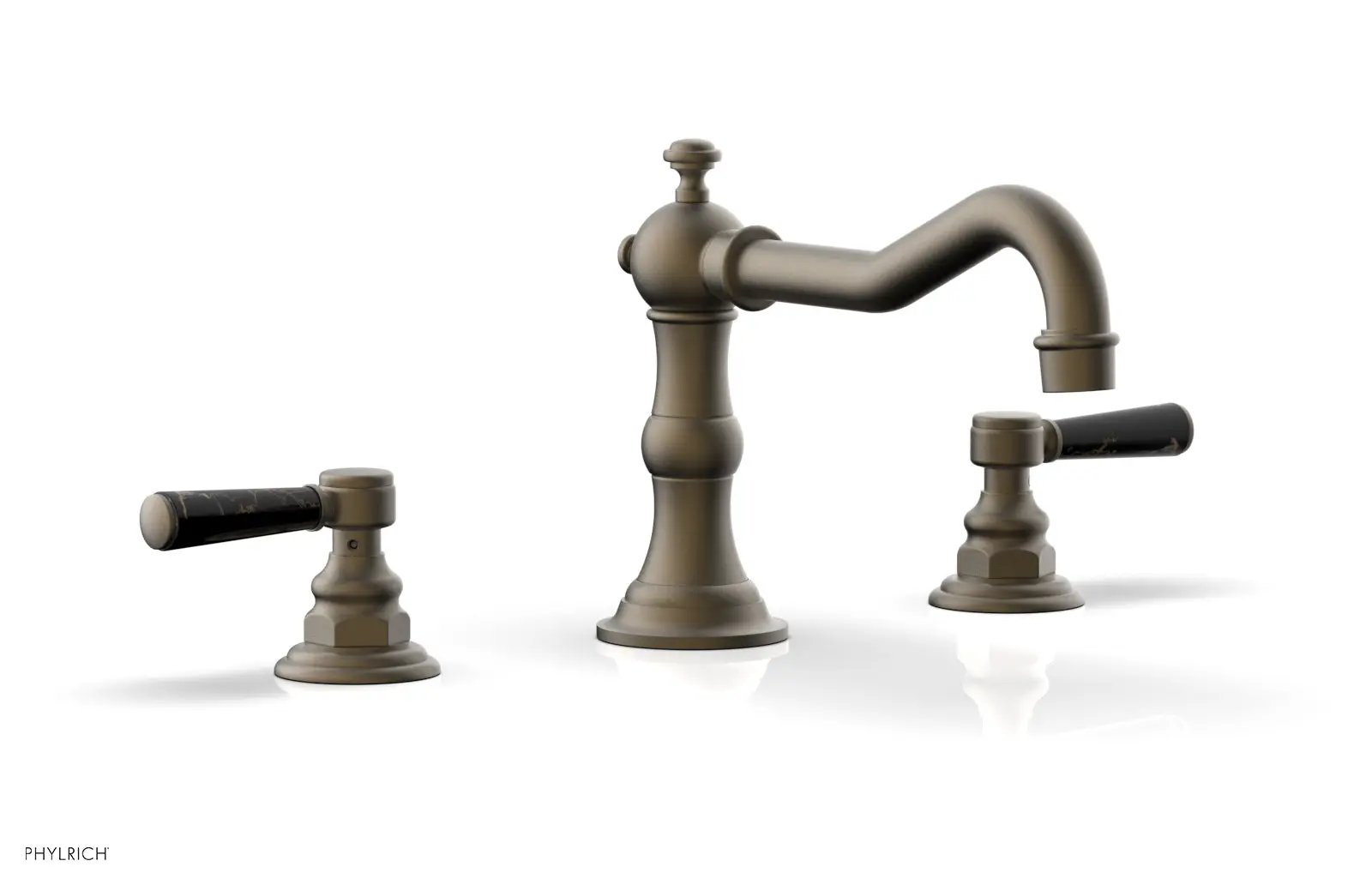 Phylrich HENRI Deck Tub Set - Black Marble Lever Handles by Phylrich