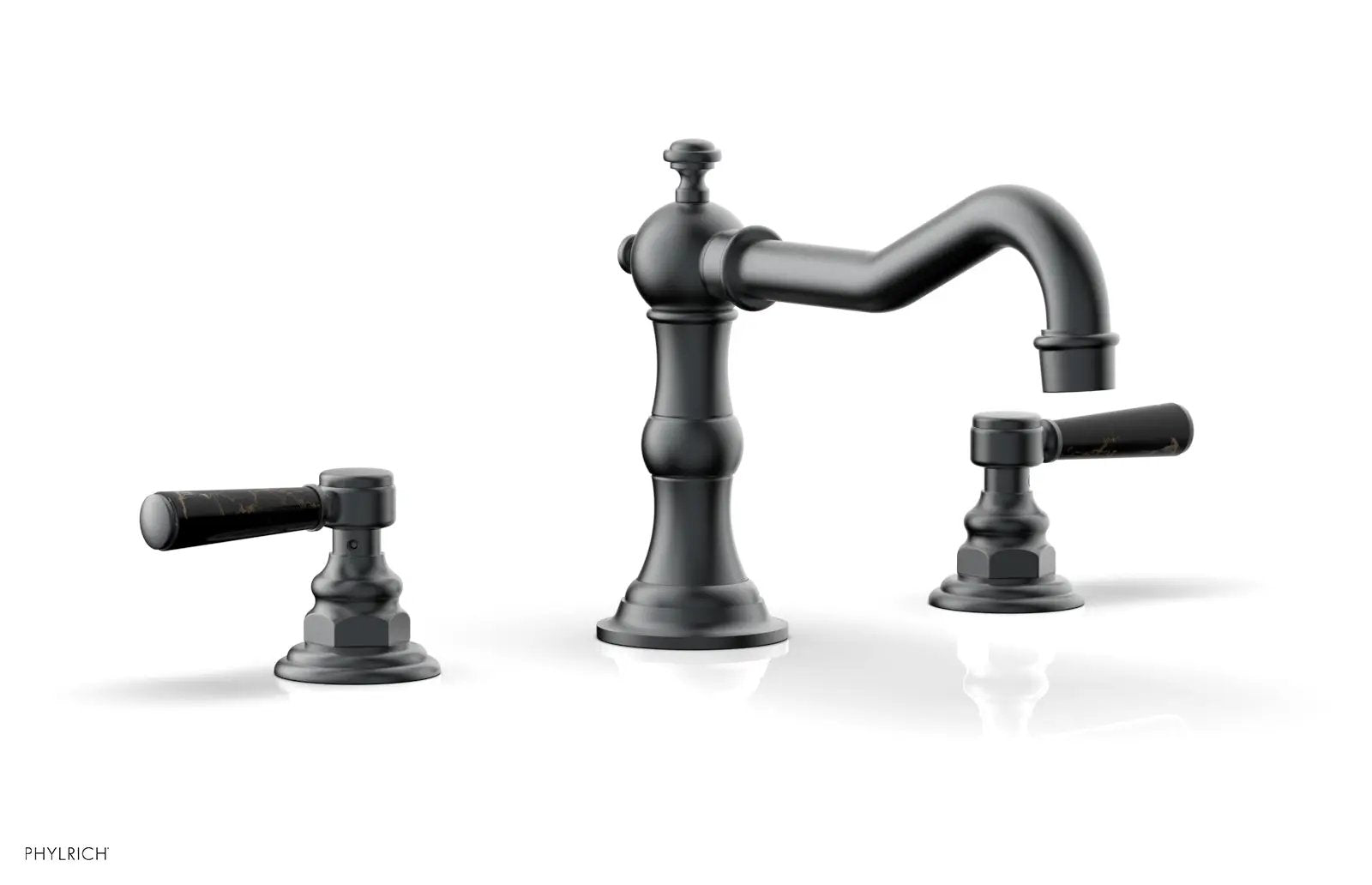 Phylrich HENRI Deck Tub Set - Black Marble Lever Handles by Phylrich