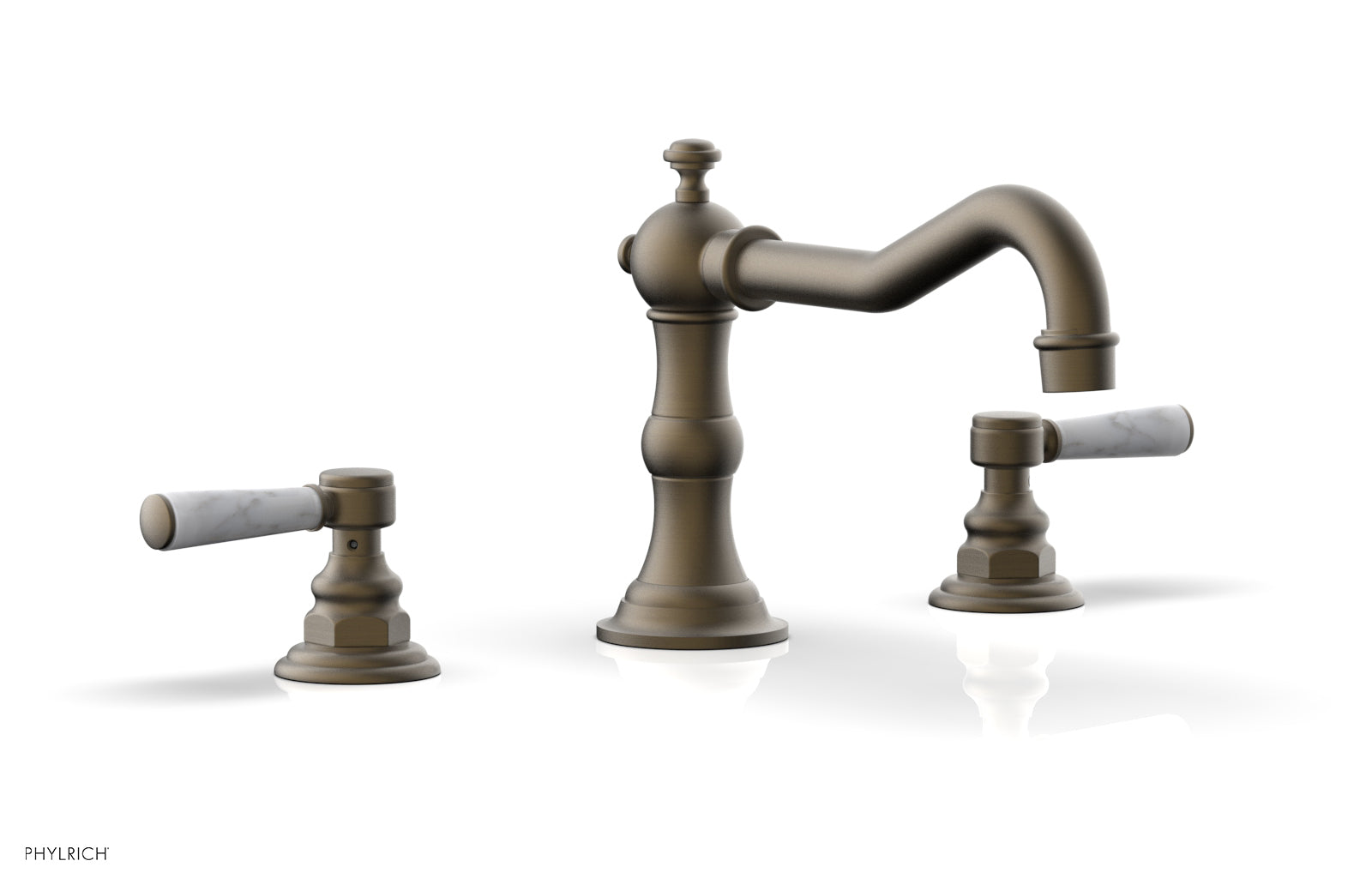 Phylrich HENRI Deck Tub Set - White Marble Lever Handles by Phylrich