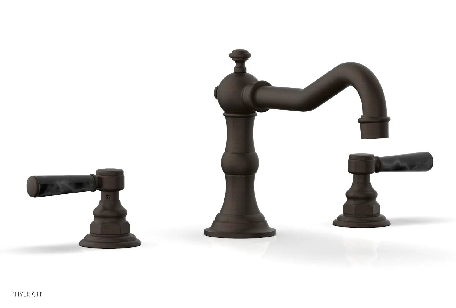 Phylrich HENRI Deck Tub Set - Black Marble Lever Handles by Phylrich