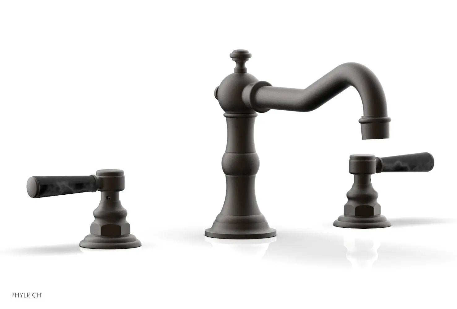 Phylrich HENRI Deck Tub Set - Black Marble Lever Handles by Phylrich