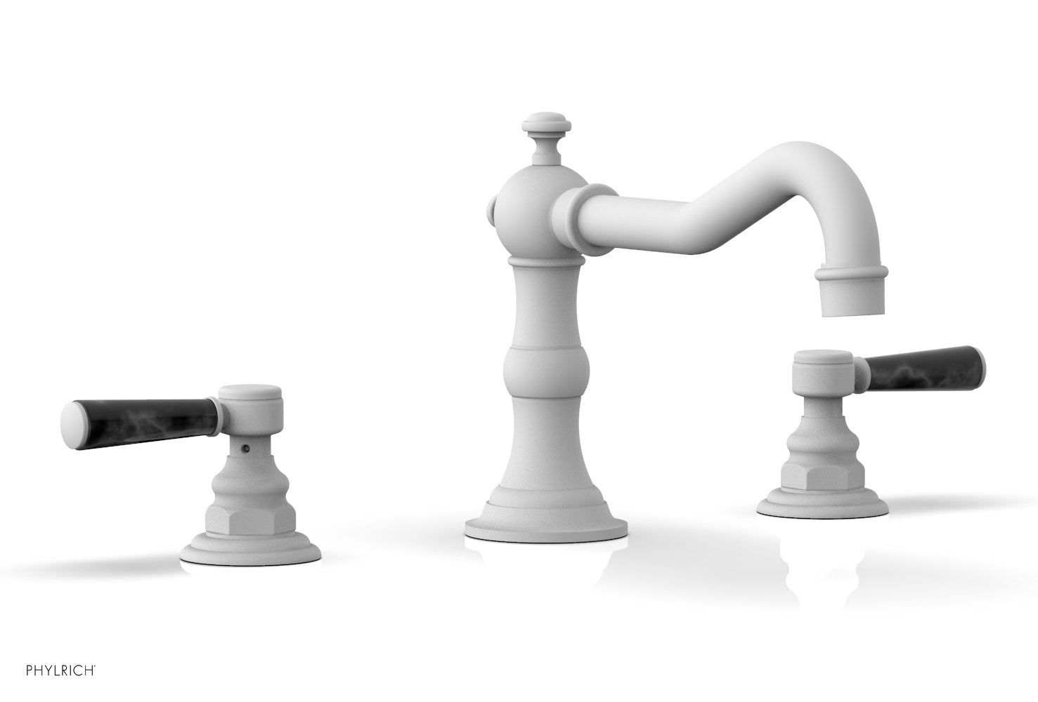 Phylrich HENRI Deck Tub Set - Black Marble Lever Handles