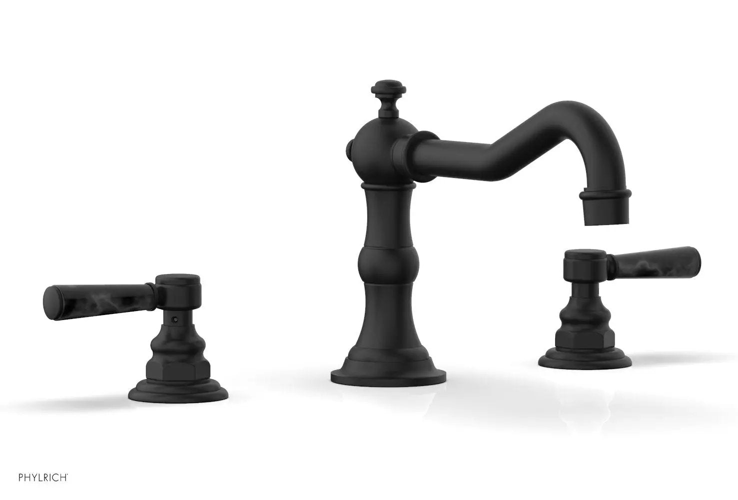 Phylrich HENRI Deck Tub Set - Black Marble Lever Handles by Phylrich